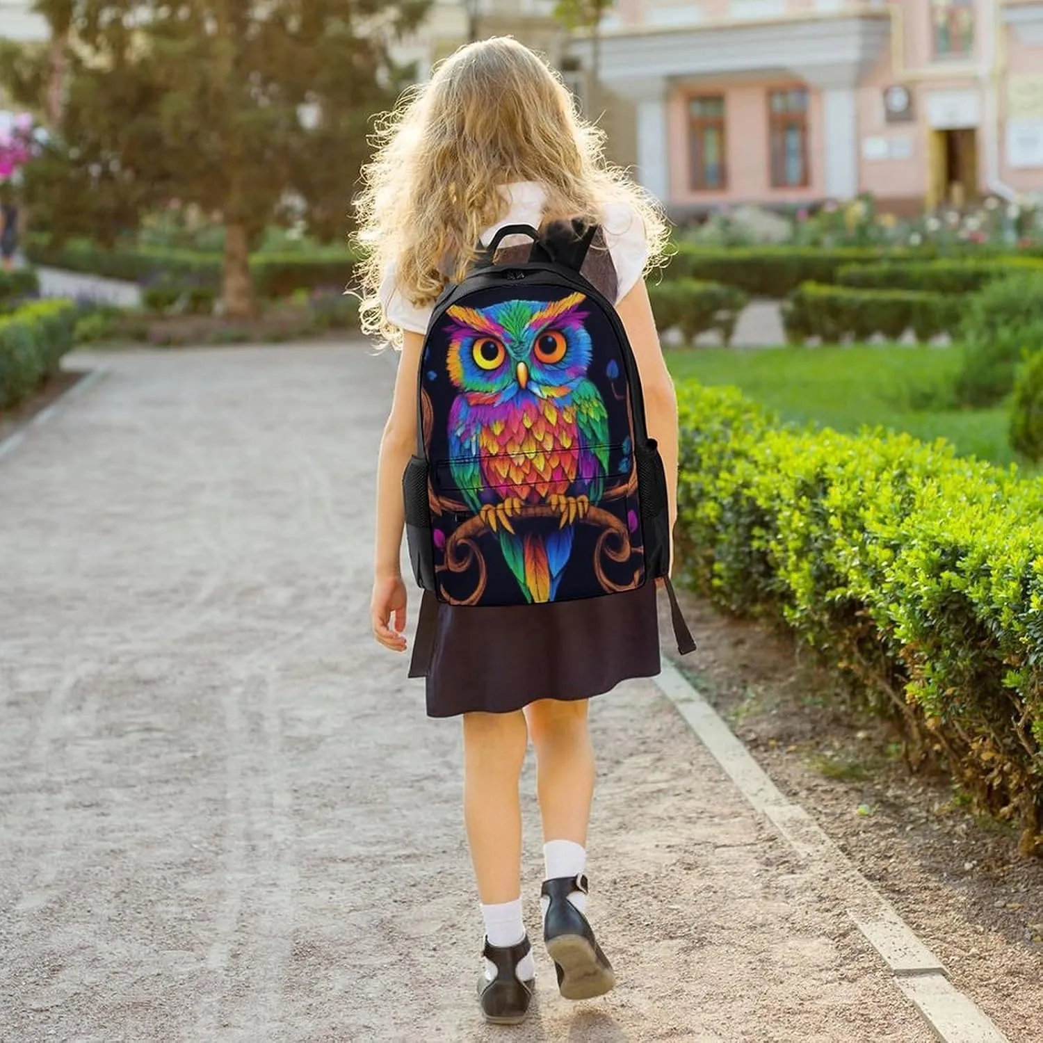 Adults Lightweight Colorful Owl Wild Bird Art Rucksacks Large Capacity Bookbag With Adjustable Shoulder Straps for Trekking Outdoors Bicycle
