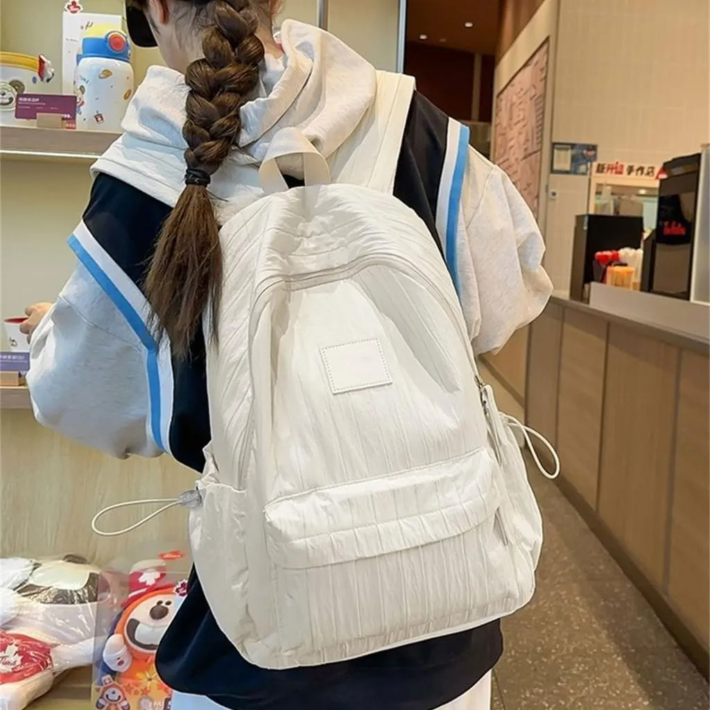 Aesthetic Pleated Backpack Large Capacity Casual Daypacks Travel Bag Student School Bag Versatile Backpack for Girl