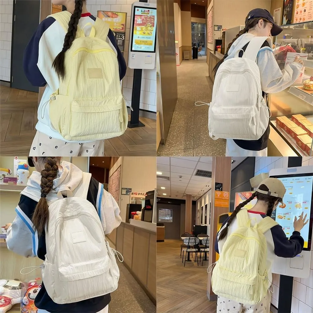Aesthetic Pleated Backpack Large Capacity Casual Daypacks Travel Bag Student School Bag Versatile Backpack for Girl