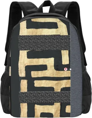African Kuba Cloth Print Lightweight Packable Backpack Travel Casual Large Capacity Daypack Foldable Backpack For Men Women