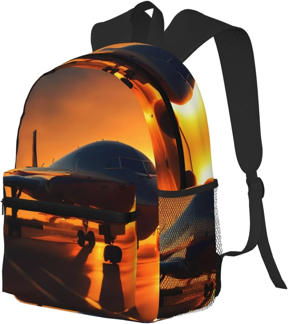 Airplane At Sunset Print Backpack For Men And Women Lightweight Backpack Casual Daypack For Workplace Travel