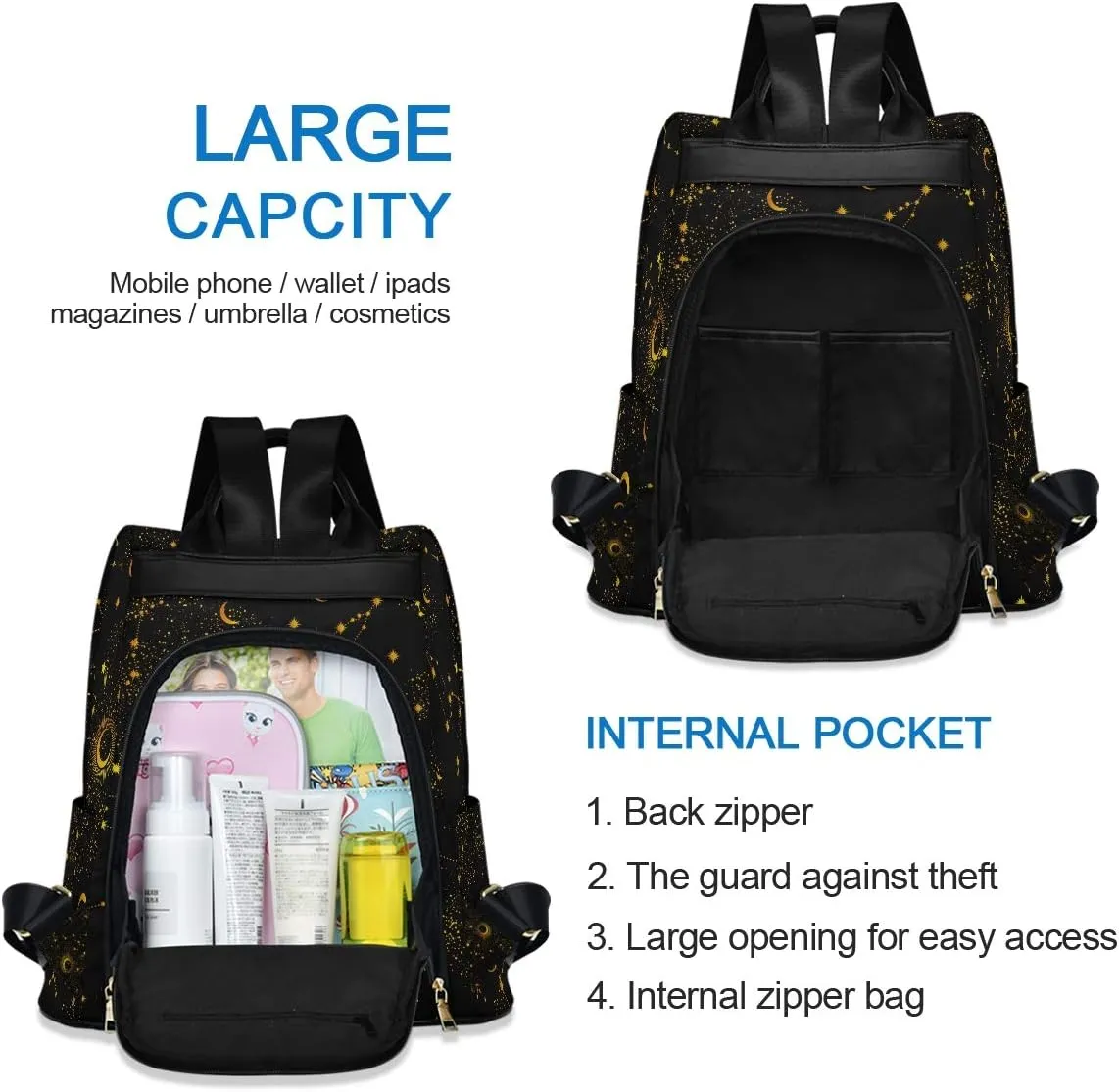 ALAZA Space Galaxy Constellation Backpack Purse for Women Anti Theft Back Pack Fashion Shoulder Bag