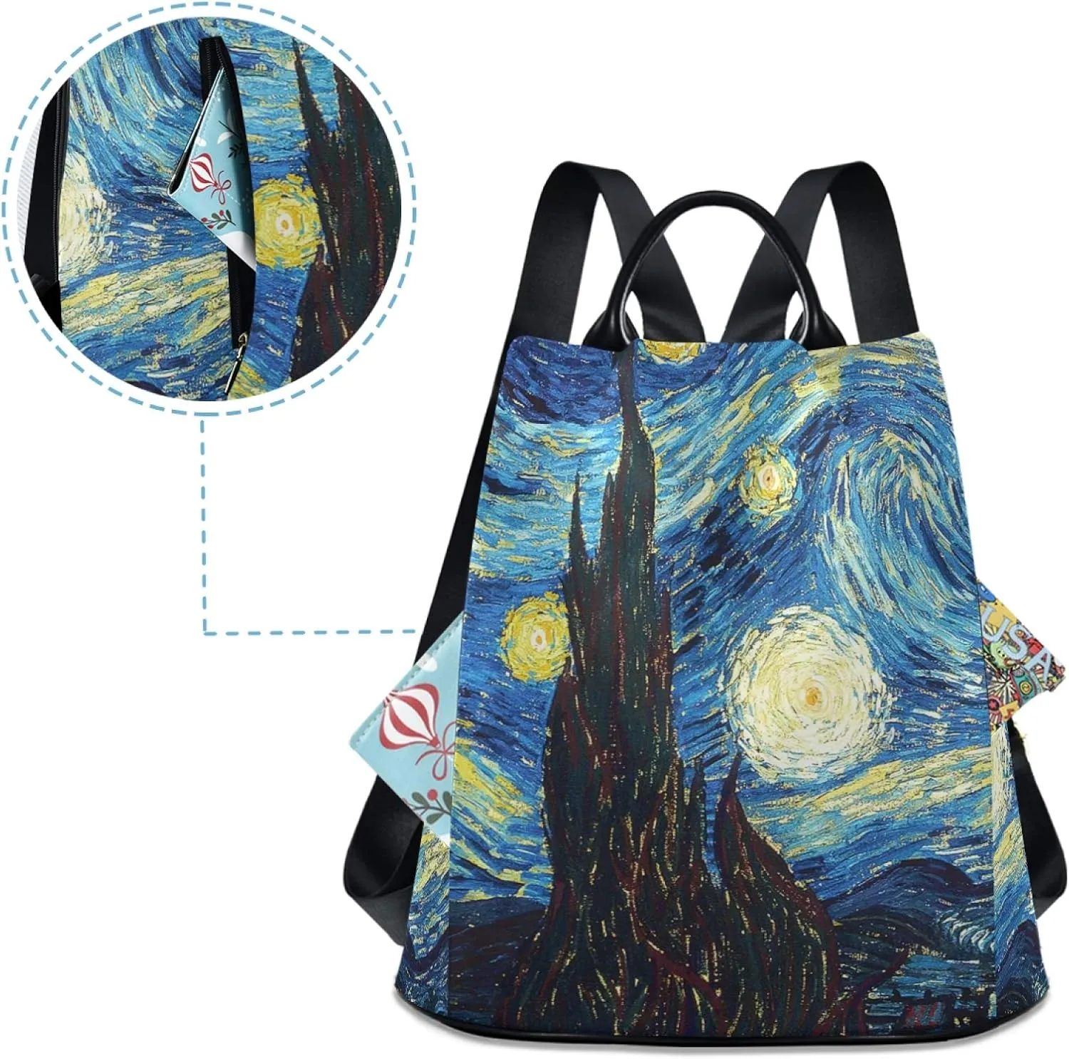 ALAZA Starry Night Sky Van Gogh Backpack Purse for Women Anti Theft Fashion Back Pack Shoulder Bag
