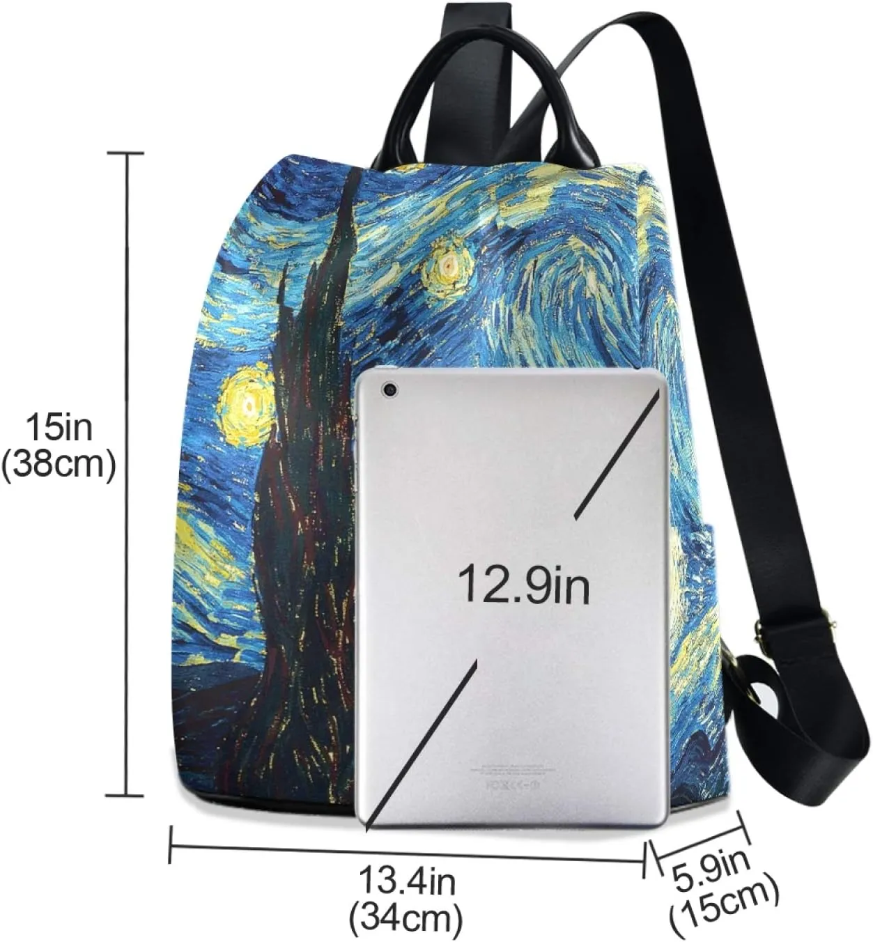 ALAZA Starry Night Sky Van Gogh Backpack Purse for Women Anti Theft Fashion Back Pack Shoulder Bag