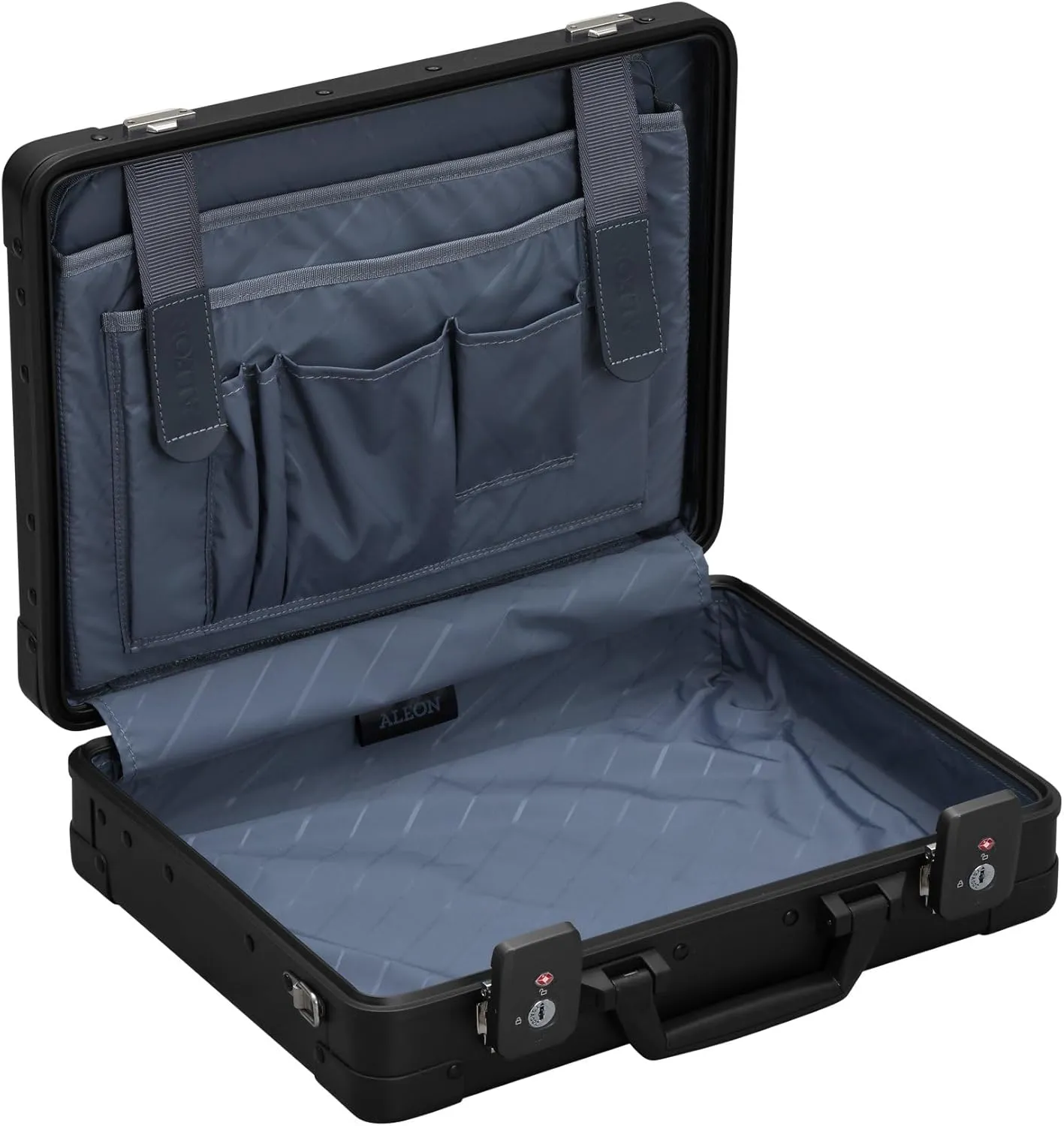 Aleon Aluminum Business Briefcase for Men and Women 15"-Hard Case Attache, Secure Money, Document Case, Durable Hard-Sided Organizer-Gift for Graduation and Businessmen, Portable Work Station (Onyx)