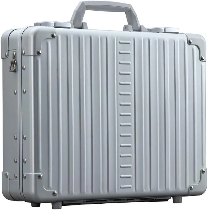 ALEON Aluminum Business Briefcase for Men and Women 15"-Hard Case Attache, Secure Money,Document Case,Durable Hard-Sided Organizer-Gift for Graduation and Businessmen, Portable Work Station (Platinum)