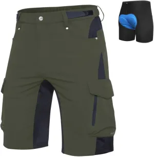 Ally Mens Mountain Bike Shorts 4D Padded Bike Shorts Baggy Cycling Biking Bicycle Biker Shorts Loose-fit with 6 Pockets