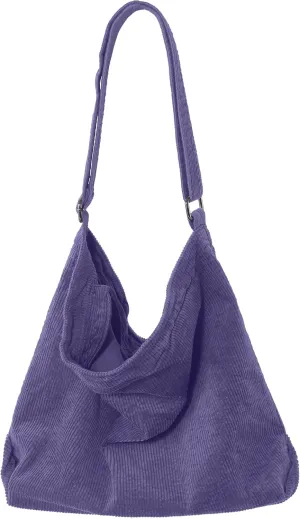 ALUWU Corduroy Tote Bag for Women Girl Canvas Shoulder Handbags Cute Large Purse