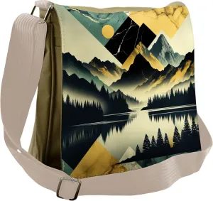 Ambesonne Lake Messenger Bag, Dark Woods Mountains Modern, Unisex Cross-body