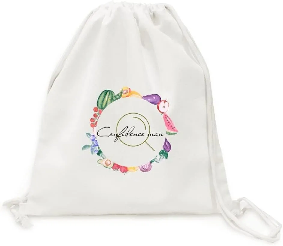Ambiguous Contrary Trust Deception Canvas Fabric Vegetable Fruit Folding Cinch Bag