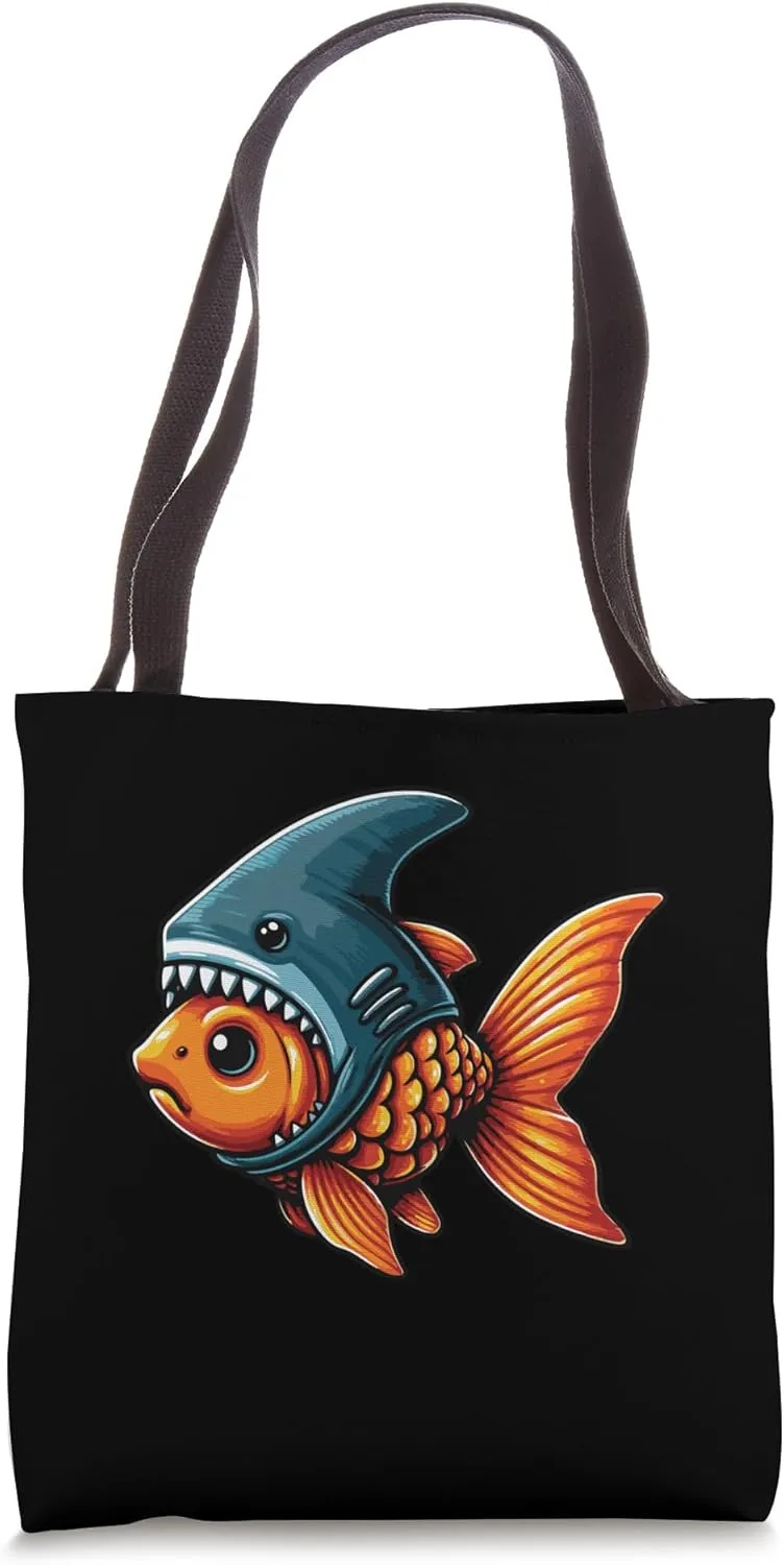 Ambitious Goldfish Dreams Big Shark Transformation Tote Bag
