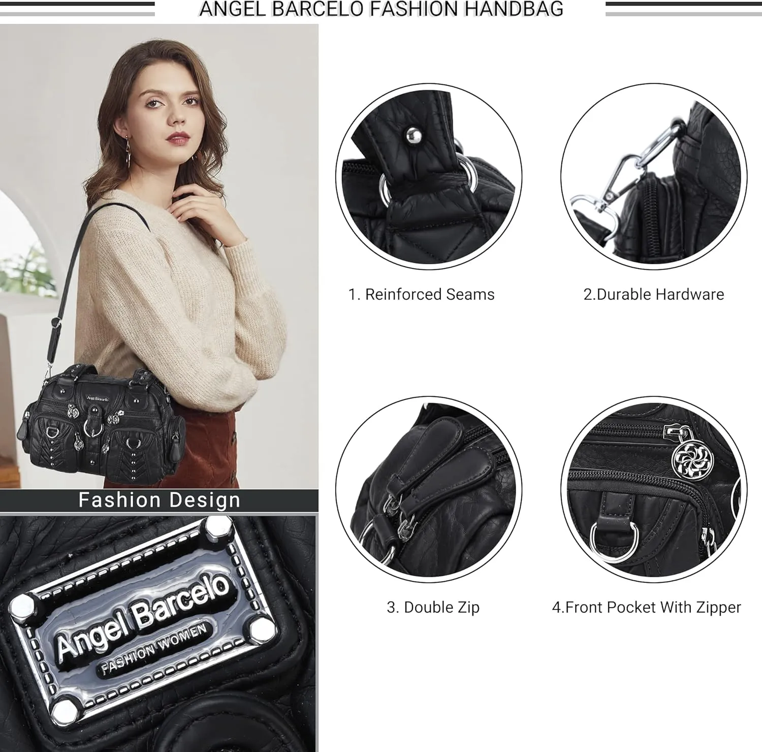 Angel Kiss Large Hobo Bags for Women Crossbody Bag Travel Shoulder bag Roomy Multi-functional Vegan Leather Satchel Tote