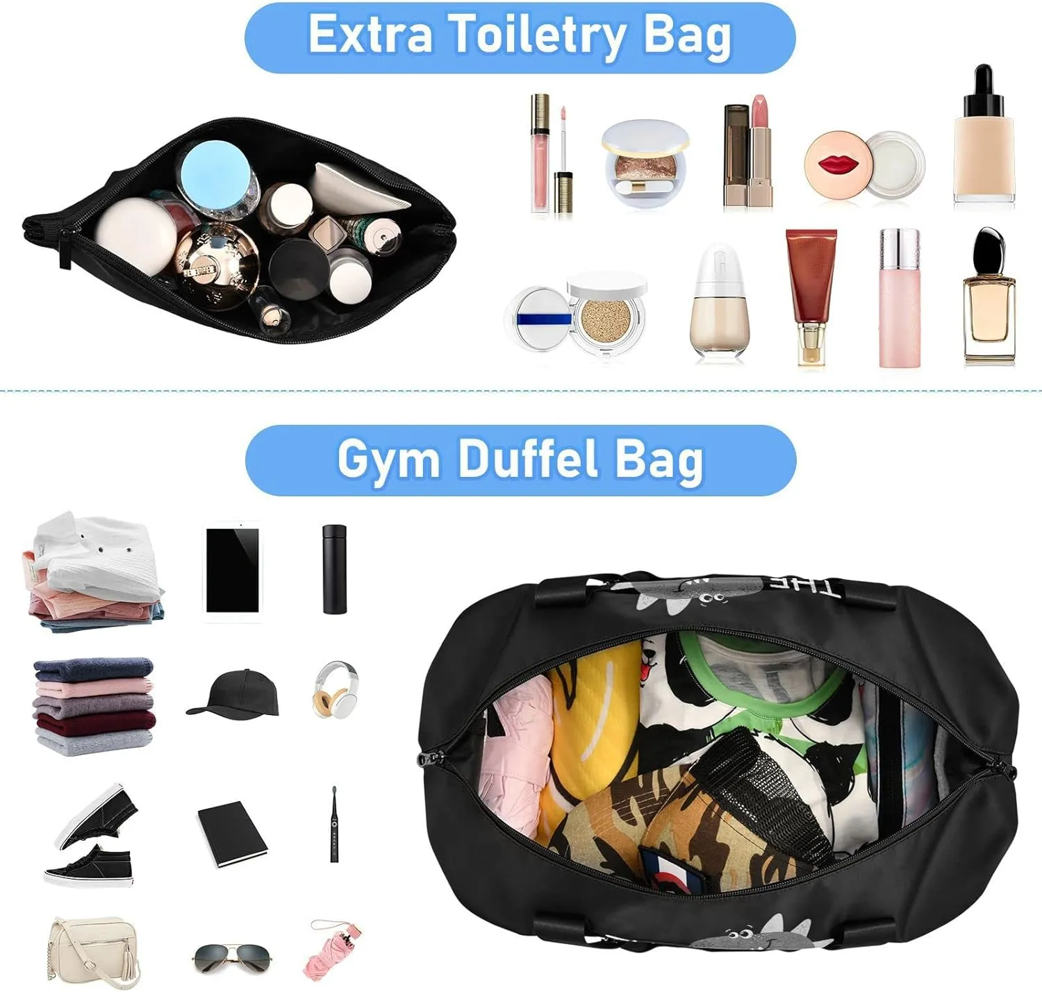 Animal Dinosaur The Best Dude on Black Dark Gym Duffel Bag, Polyester Travel Weekender Luggage Handbag with Waterproof Pocket for Wet Items, Unisex Foldable Tote for Sports