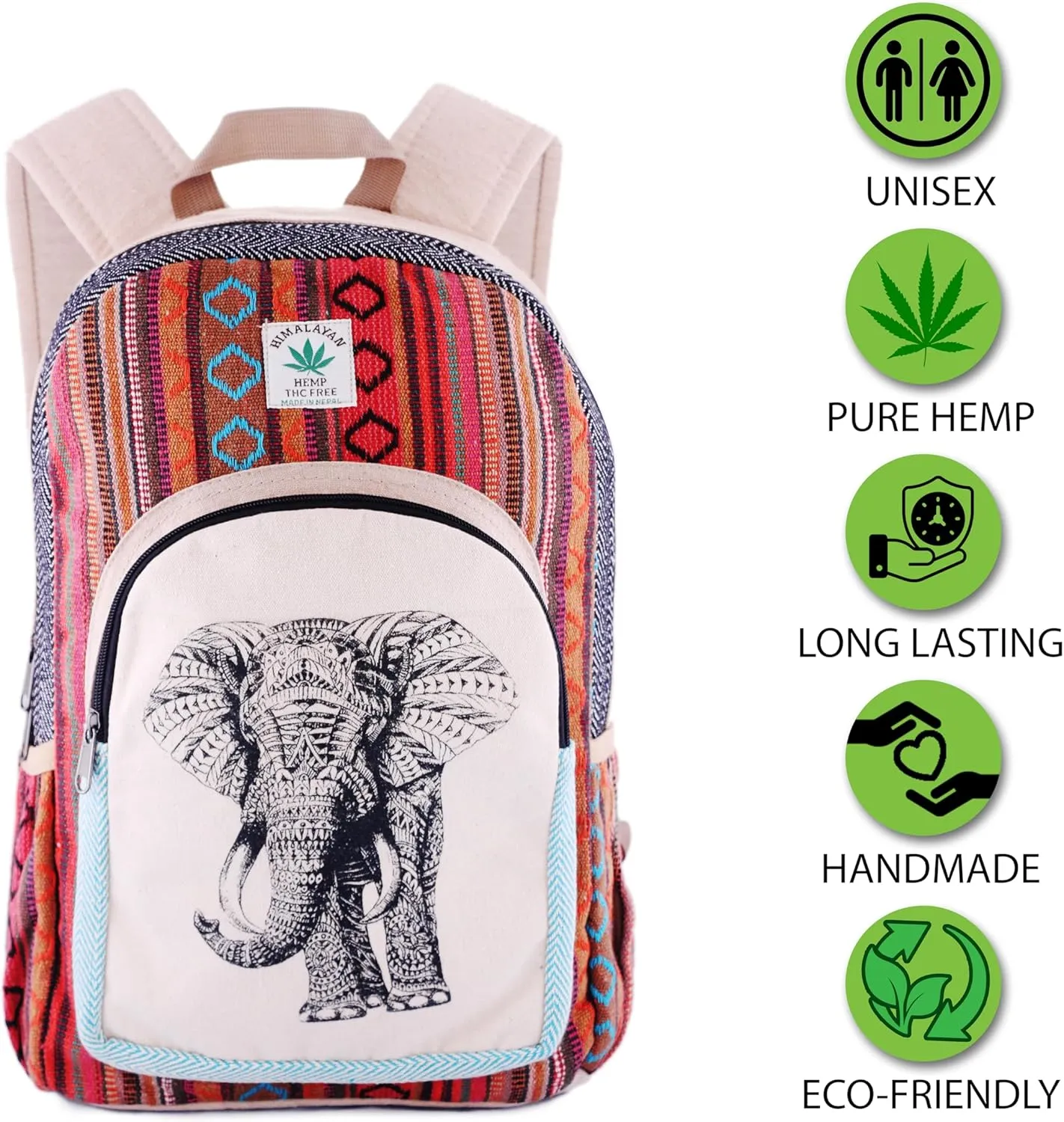 Anitya Hemp Backpack, Multi-Functional Pockets, Eco-Friendly, Unisex, Hiking Daypack, Durable Rucksack (AHLB012)
