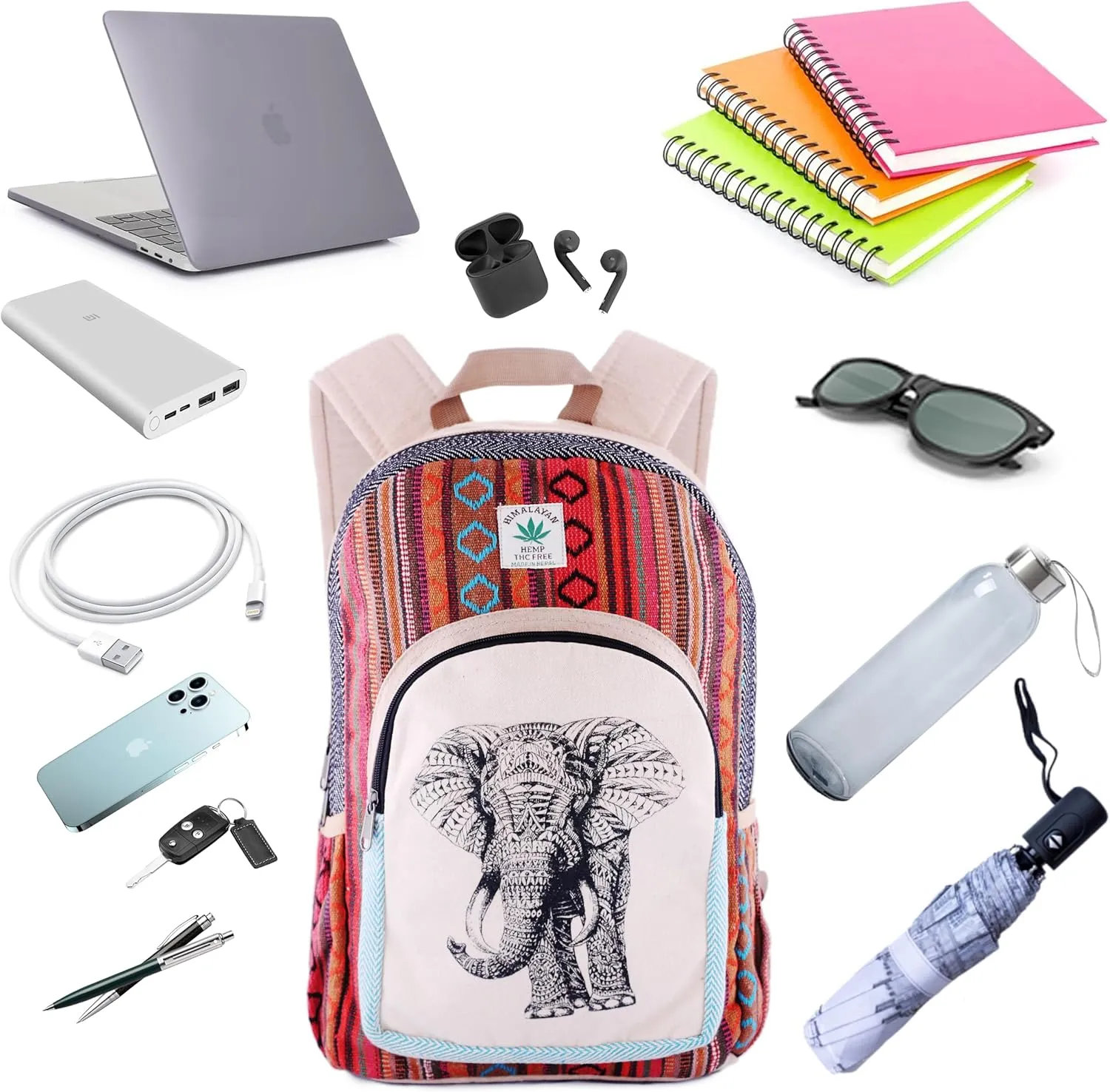 Anitya Hemp Backpack, Multi-Functional Pockets, Eco-Friendly, Unisex, Hiking Daypack, Durable Rucksack (AHLB012)