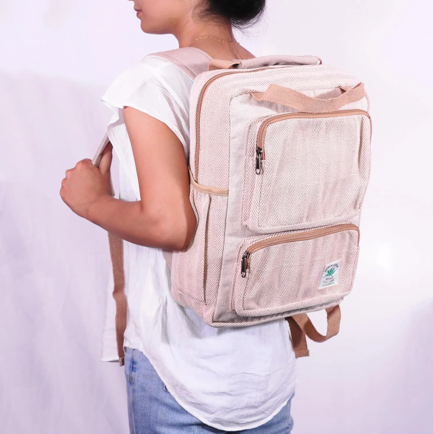 Anitya Hemp Backpack, Multi-Functional Pockets, Eco-Friendly, Unisex, Hiking Daypack, Durable Rucksack (AHLB05)