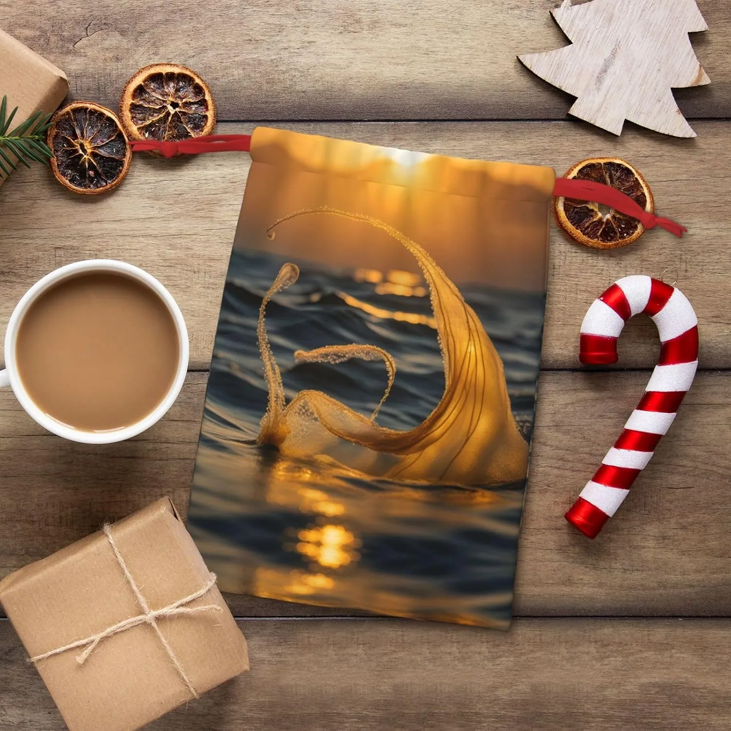 AOLXDE Mermaid Tail Christmas Drawstring Bags Party Favor Bags Reusable Candy Goody Bags Wedding Valentine