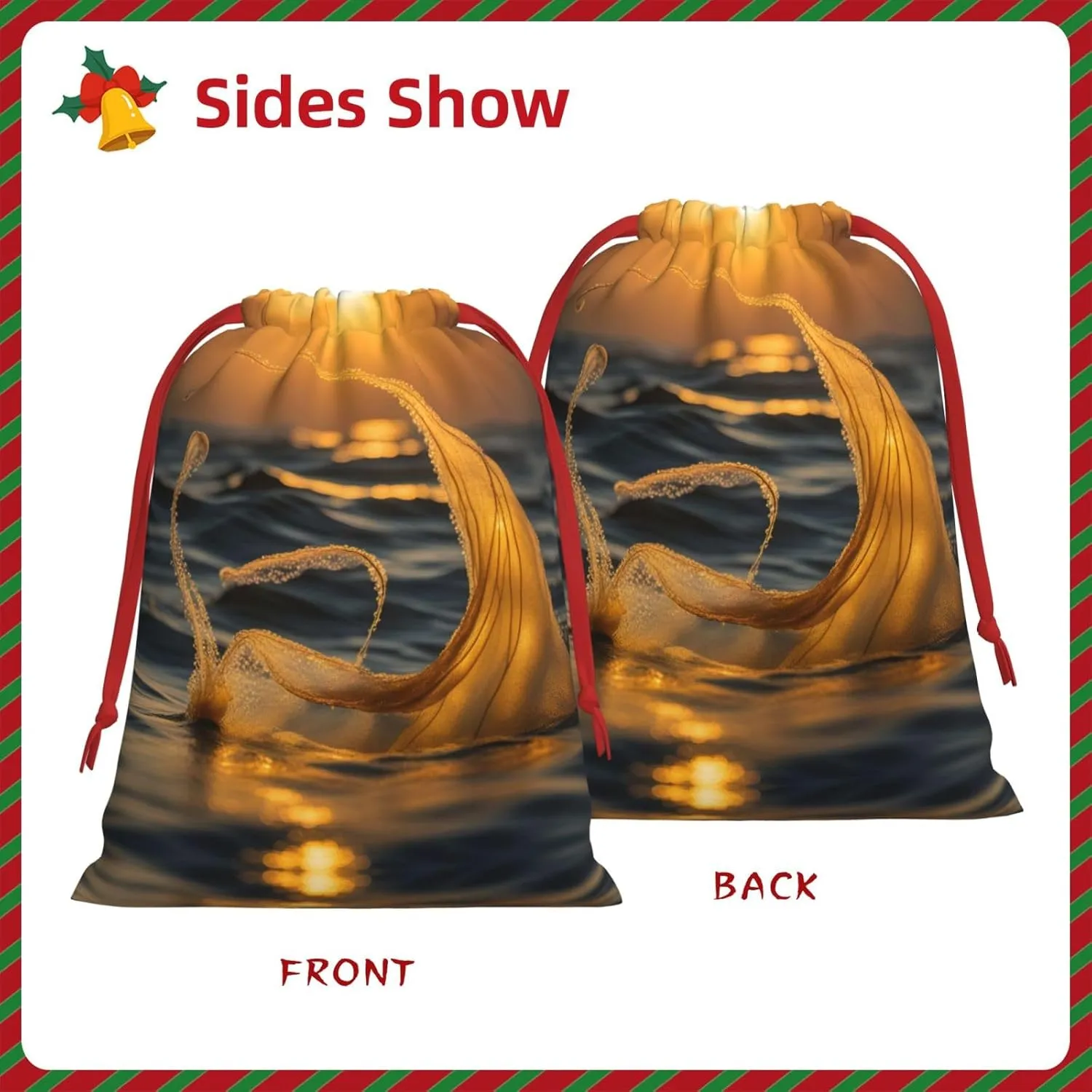 AOLXDE Mermaid Tail Christmas Drawstring Bags Party Favor Bags Reusable Candy Goody Bags Wedding Valentine