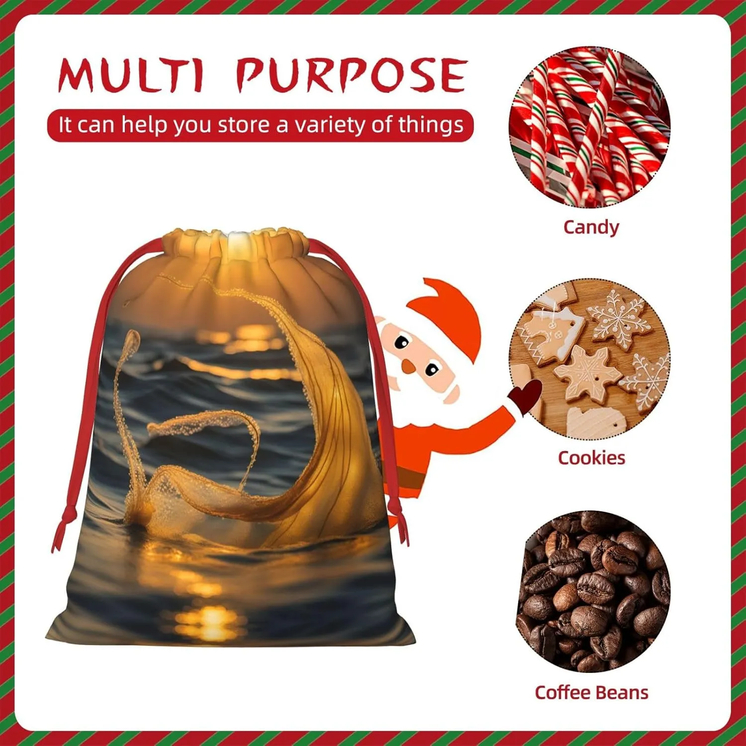 AOLXDE Mermaid Tail Christmas Drawstring Bags Party Favor Bags Reusable Candy Goody Bags Wedding Valentine