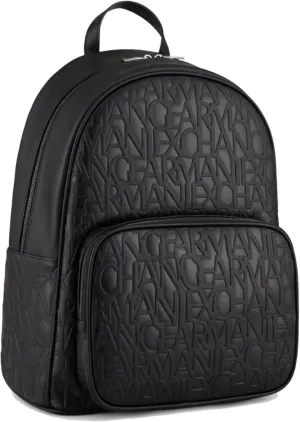 Armani Exchange Men's Allover Logo Backpack, Black, OS