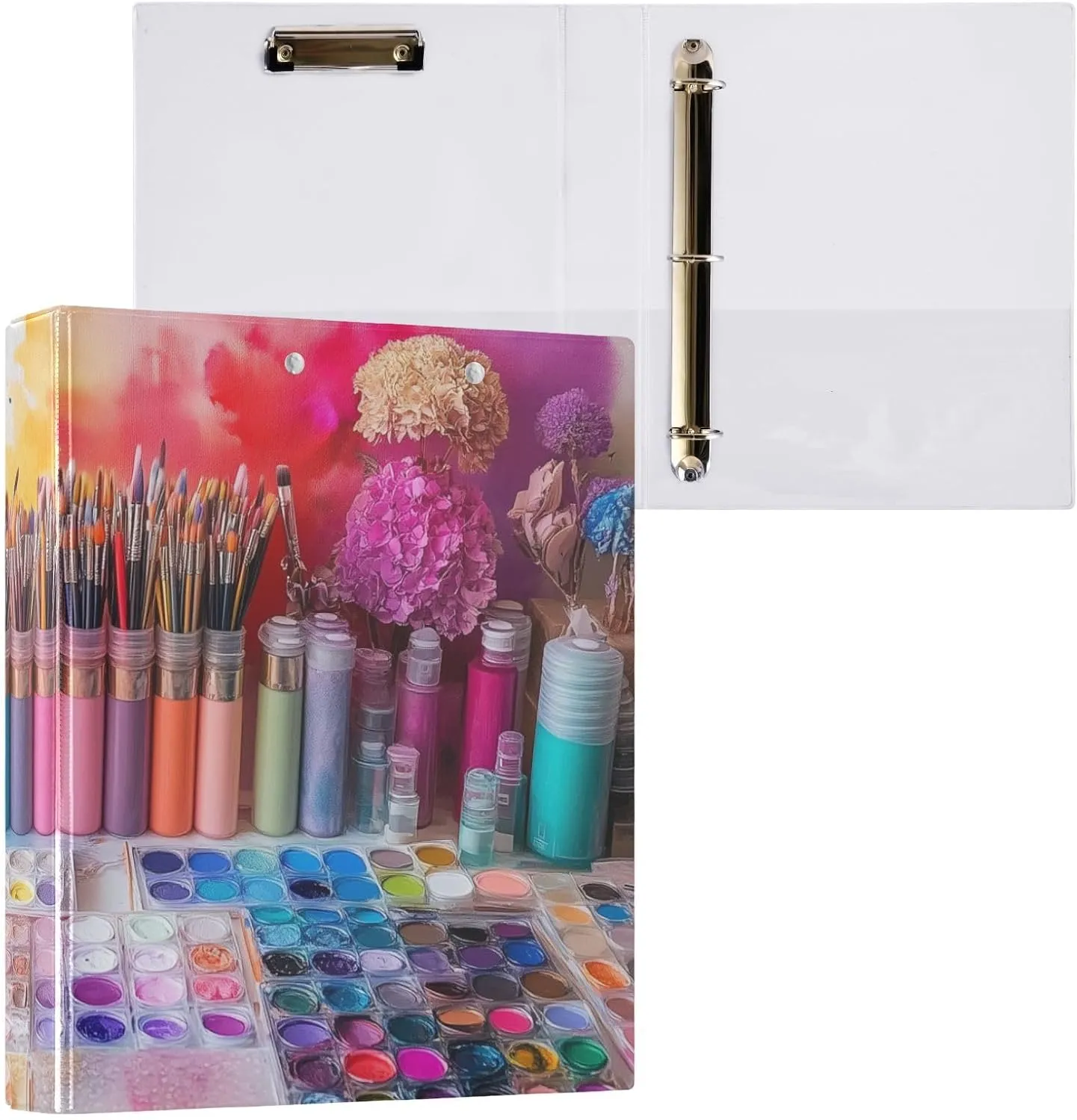 Art Supplies 3 Ring Clipboard Binder 1.5 Inch Round Ring Binders,200 Sheet Capacity for School Office