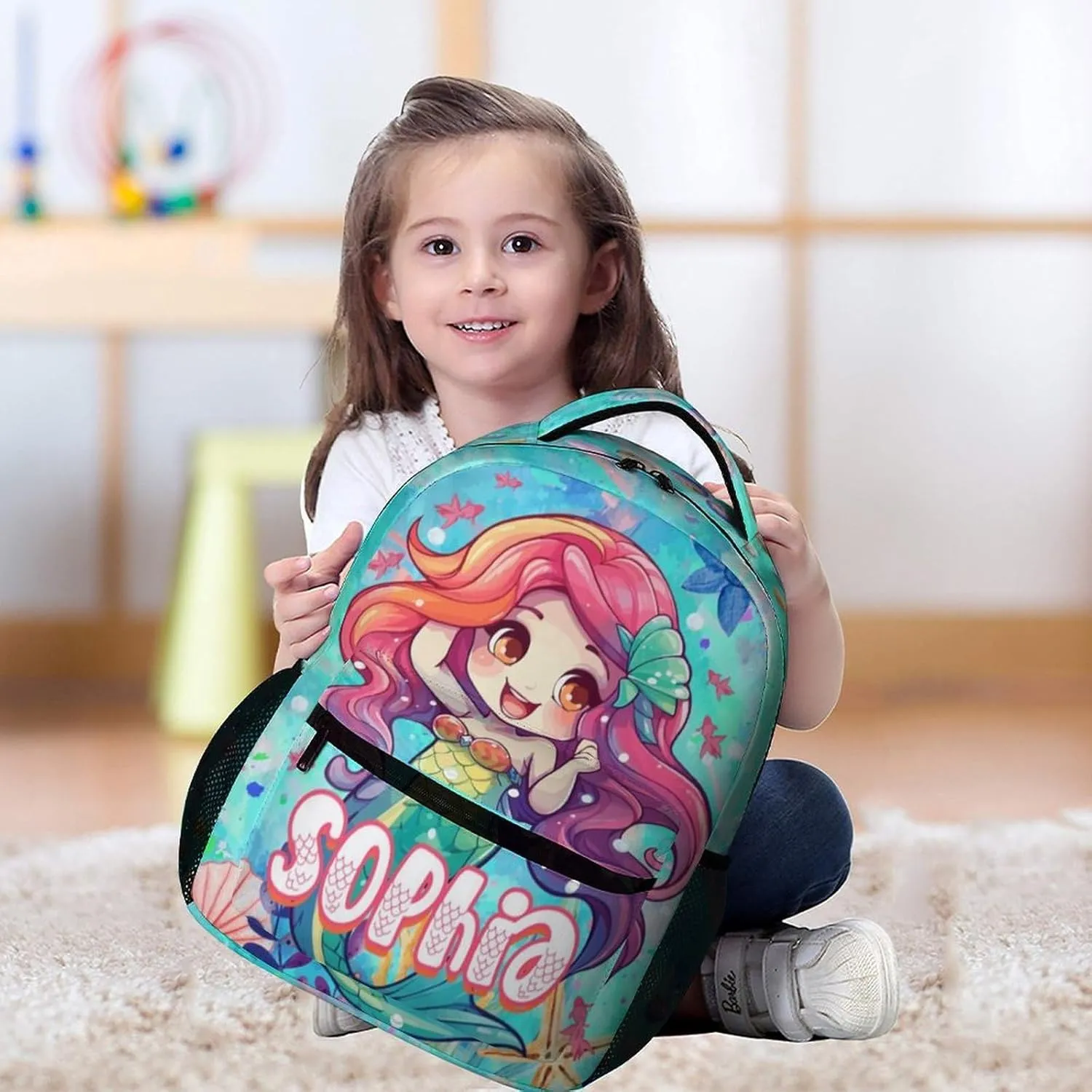 Artsadd Personalized Backpack for Girls Kids Lunch Bag Box Sets Custom Name School Bag for Preschool Kindergarten Elementary Back to School Gift for Daughter