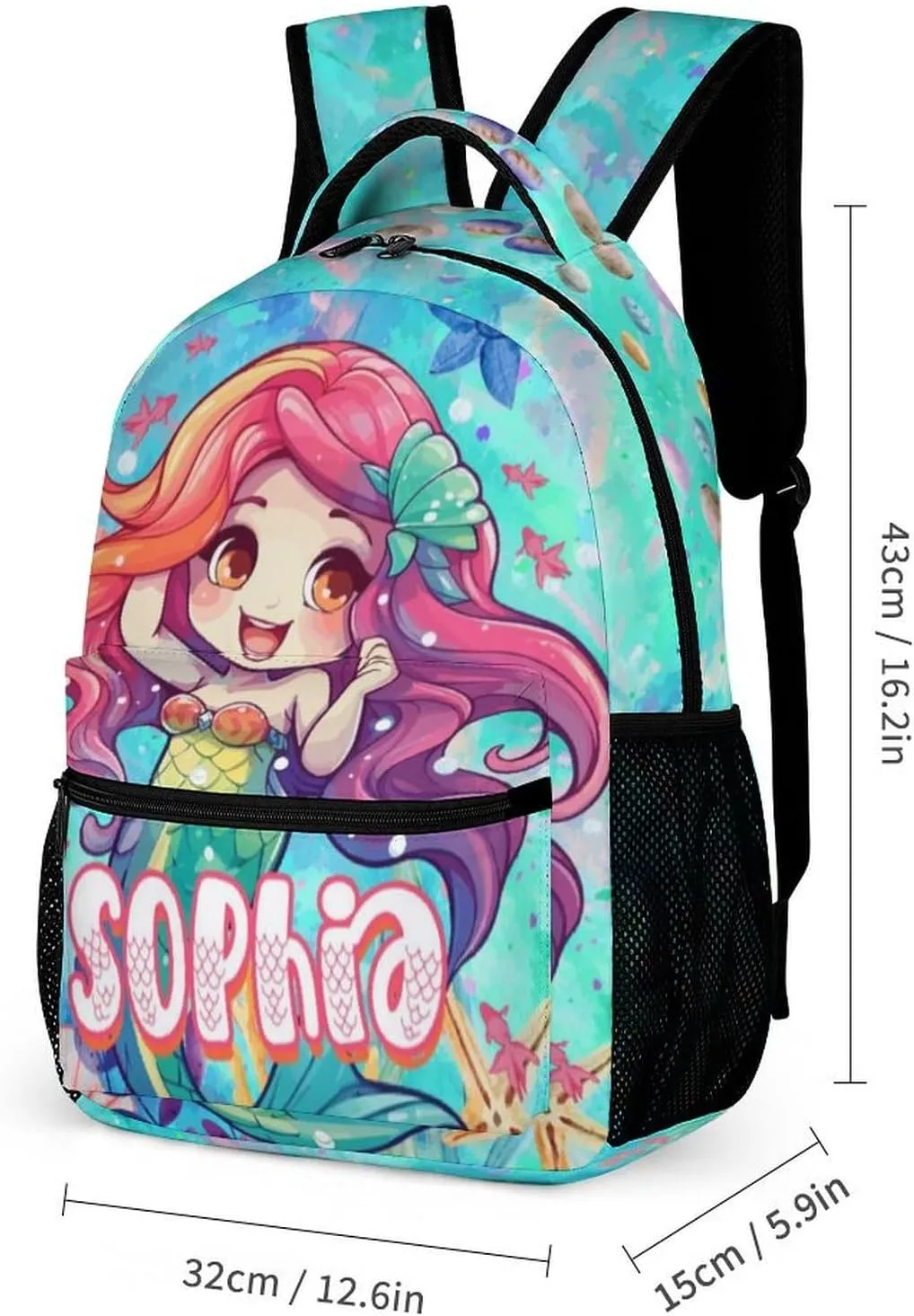 Artsadd Personalized Backpack for Girls Kids Lunch Bag Box Sets Custom Name School Bag for Preschool Kindergarten Elementary Back to School Gift for Daughter