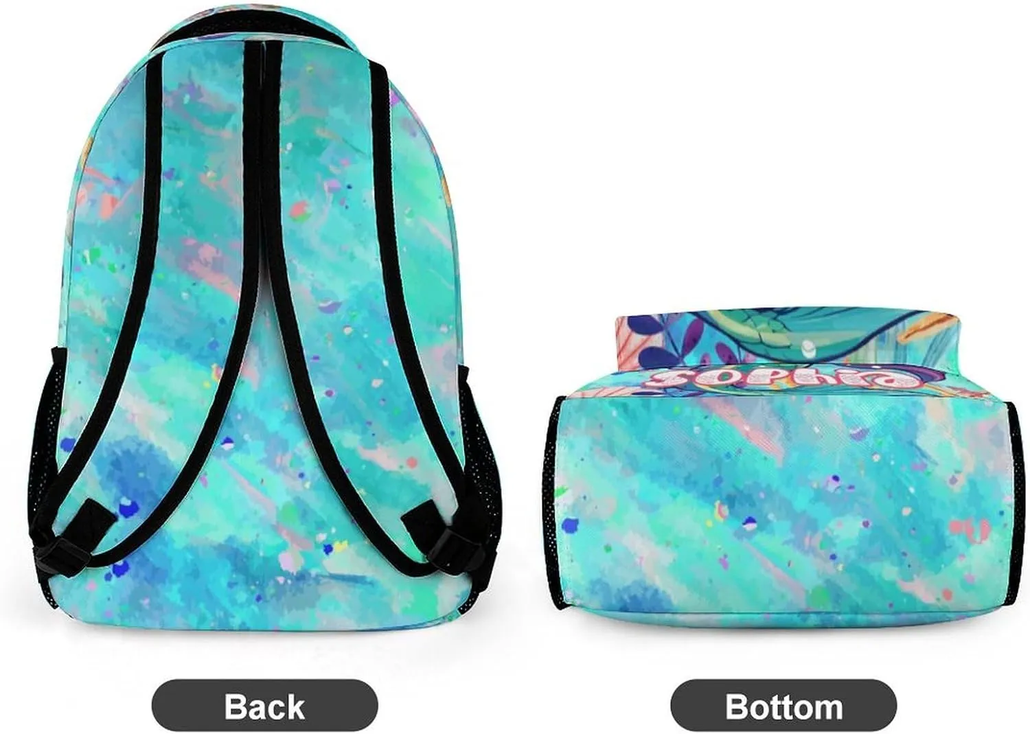 Artsadd Personalized Backpack for Girls Kids Lunch Bag Box Sets Custom Name School Bag for Preschool Kindergarten Elementary Back to School Gift for Daughter