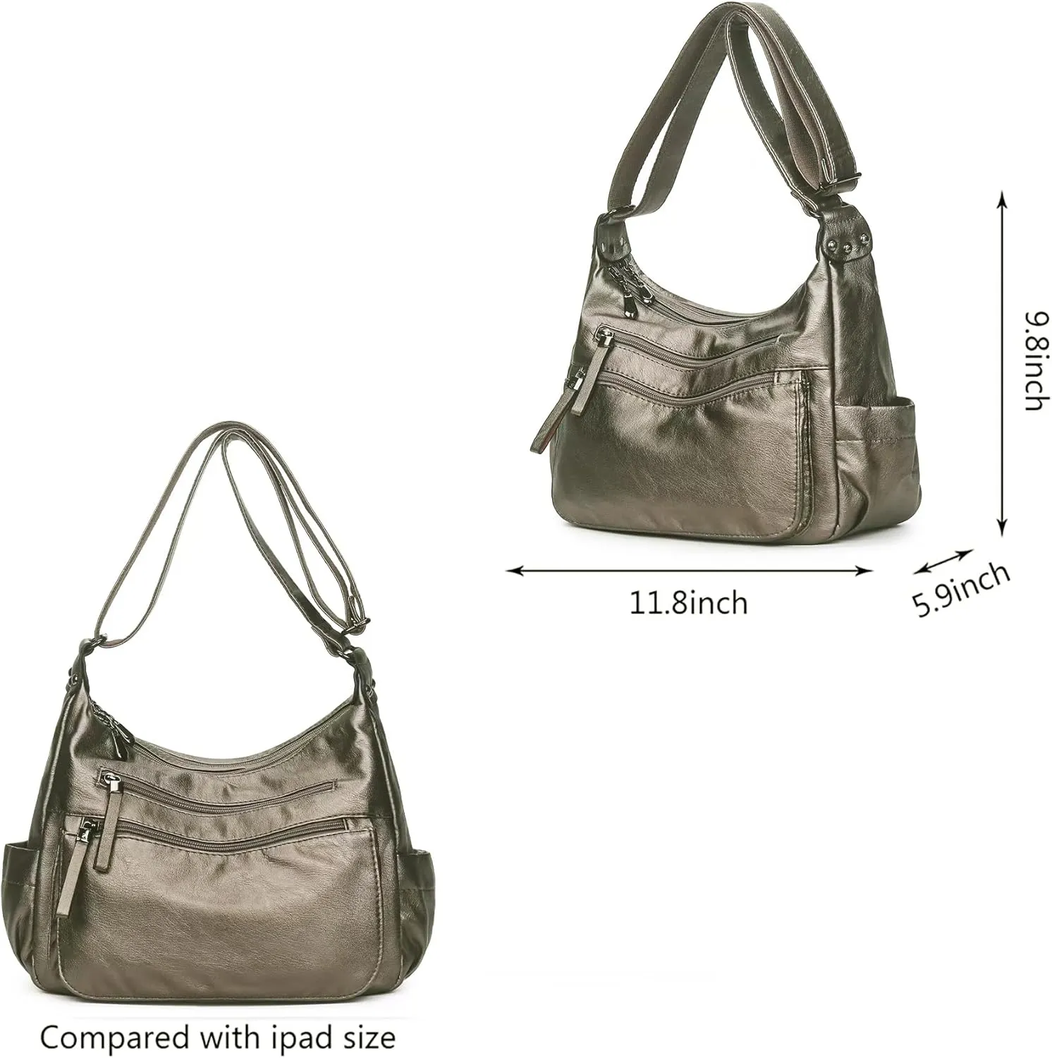 Artwell Fashion Crossbody Bag For Women Shoulder Bag Soft PU Leather Handbags Purses Multi Pocket Hobo Tote Bag