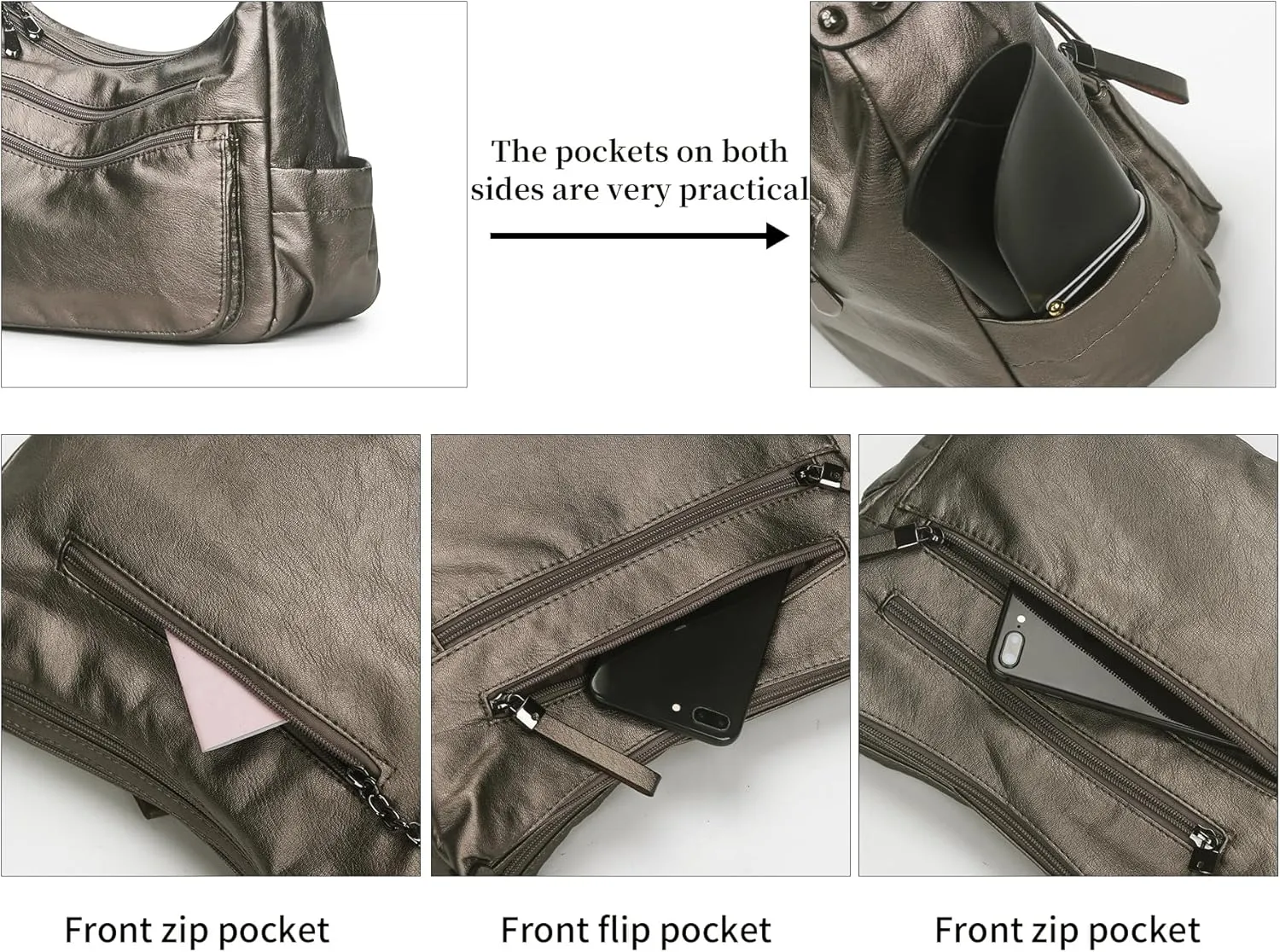 Artwell Fashion Crossbody Bag For Women Shoulder Bag Soft PU Leather Handbags Purses Multi Pocket Hobo Tote Bag