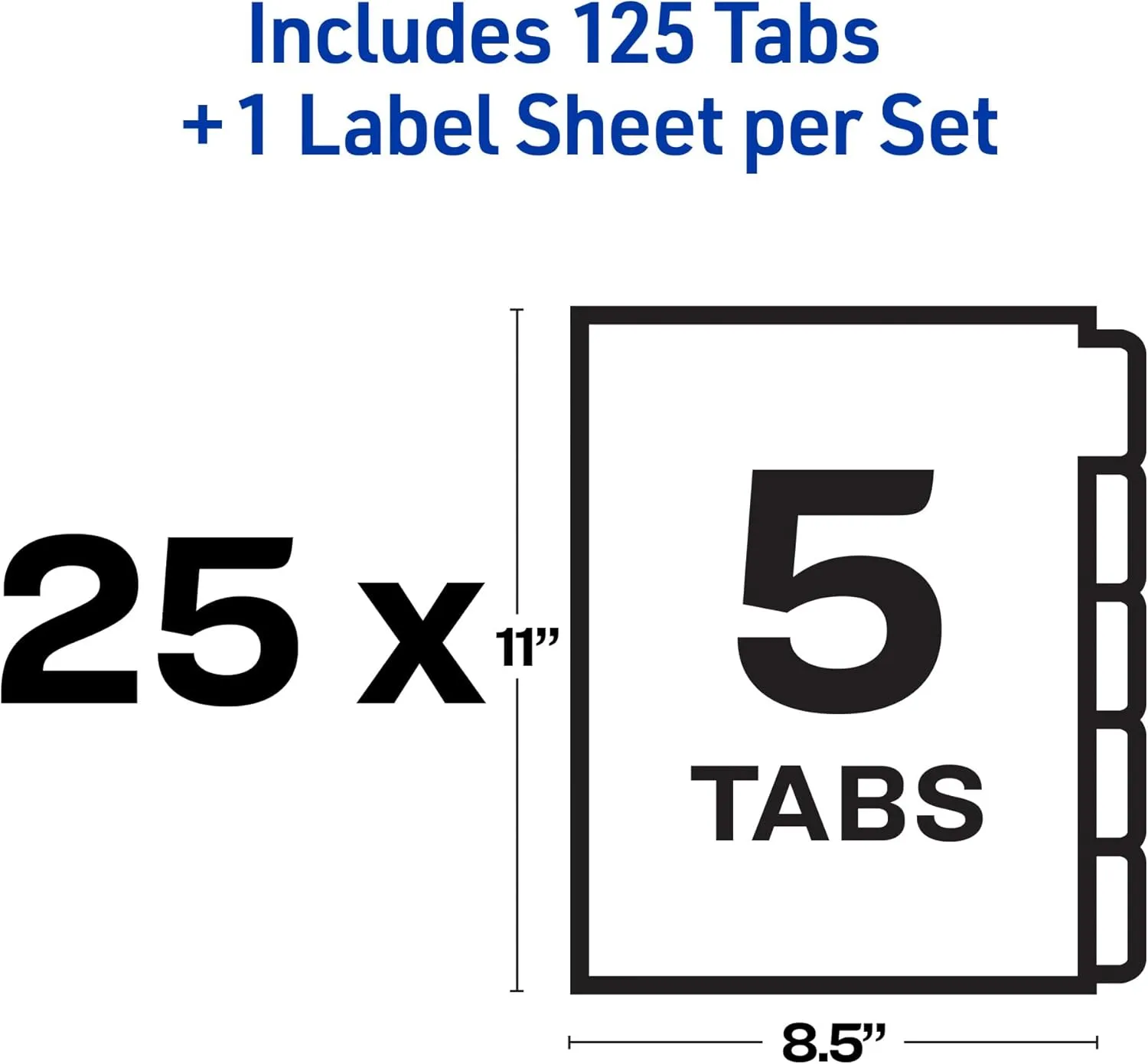 Avery 5 Tab Unpunched Dividers for Use with Any Binding System, Easy Print & Apply Clear Label Strip, Index Maker Customizable White Tabs, 25 Sets (11443)