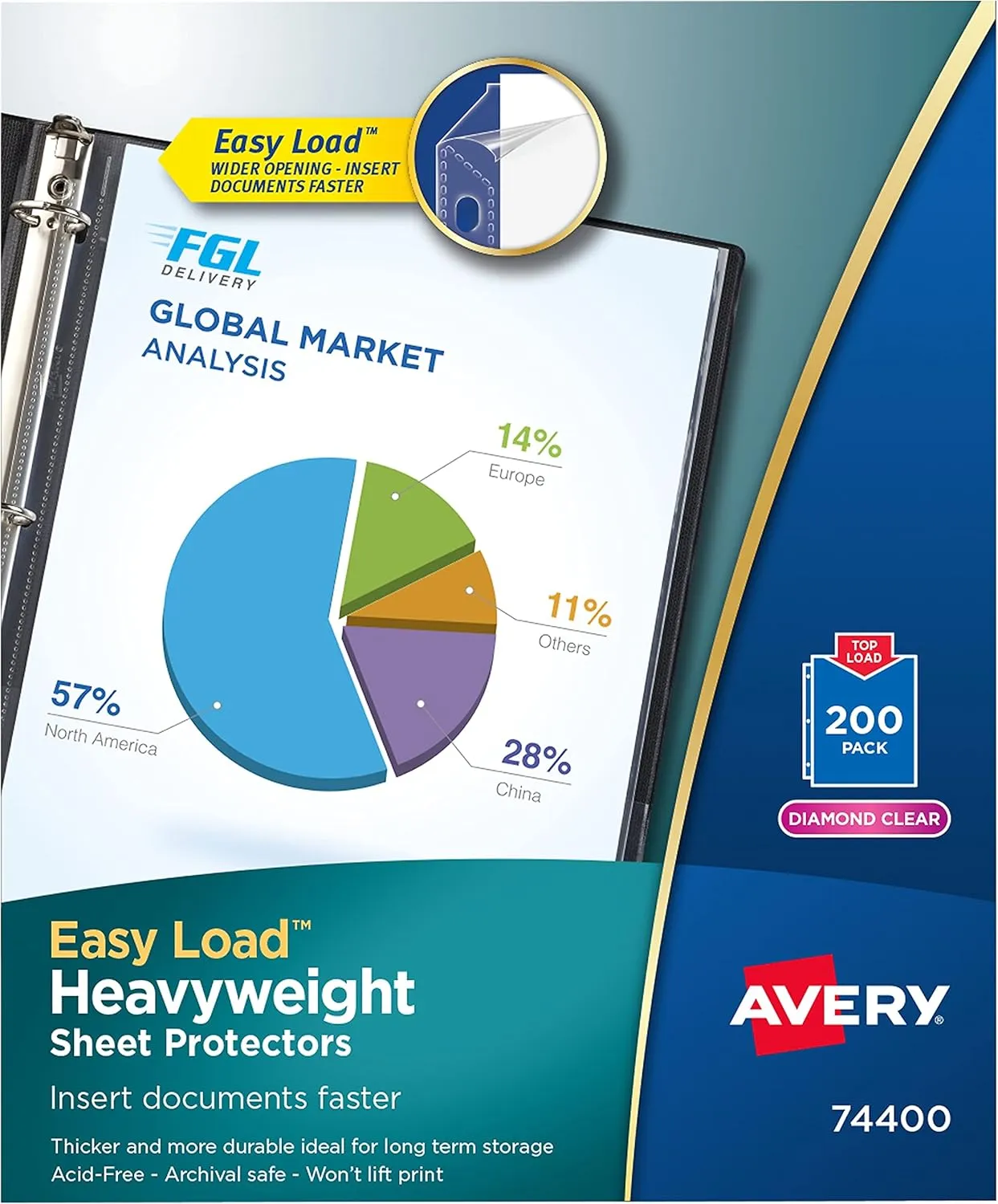 Avery Heavyweight Diamond Clear Sheet Protectors, 8.5" x 11", Acid-Free, Archival Safe, Easy Load, 200ct (74400)