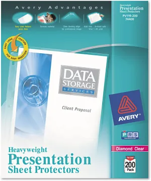 Avery Heavyweight Diamond Clear Sheet Protectors, 8.5" x 11", Acid-Free, Archival Safe, Easy Load, 200ct (74400)