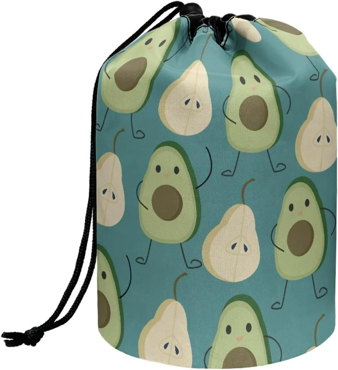 Avocado and Pear drawstring makeup bag opens flat travel essentials lay and go makeup bag with drawstring collapsible makeup bag travel makeup bag round travel cosmetic bag