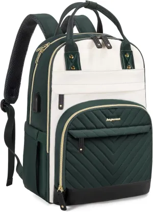 Backpack for Women laptop Bag - Laptop Backpack with USB Charger Travel Business Computer Backpack DARK GREEN