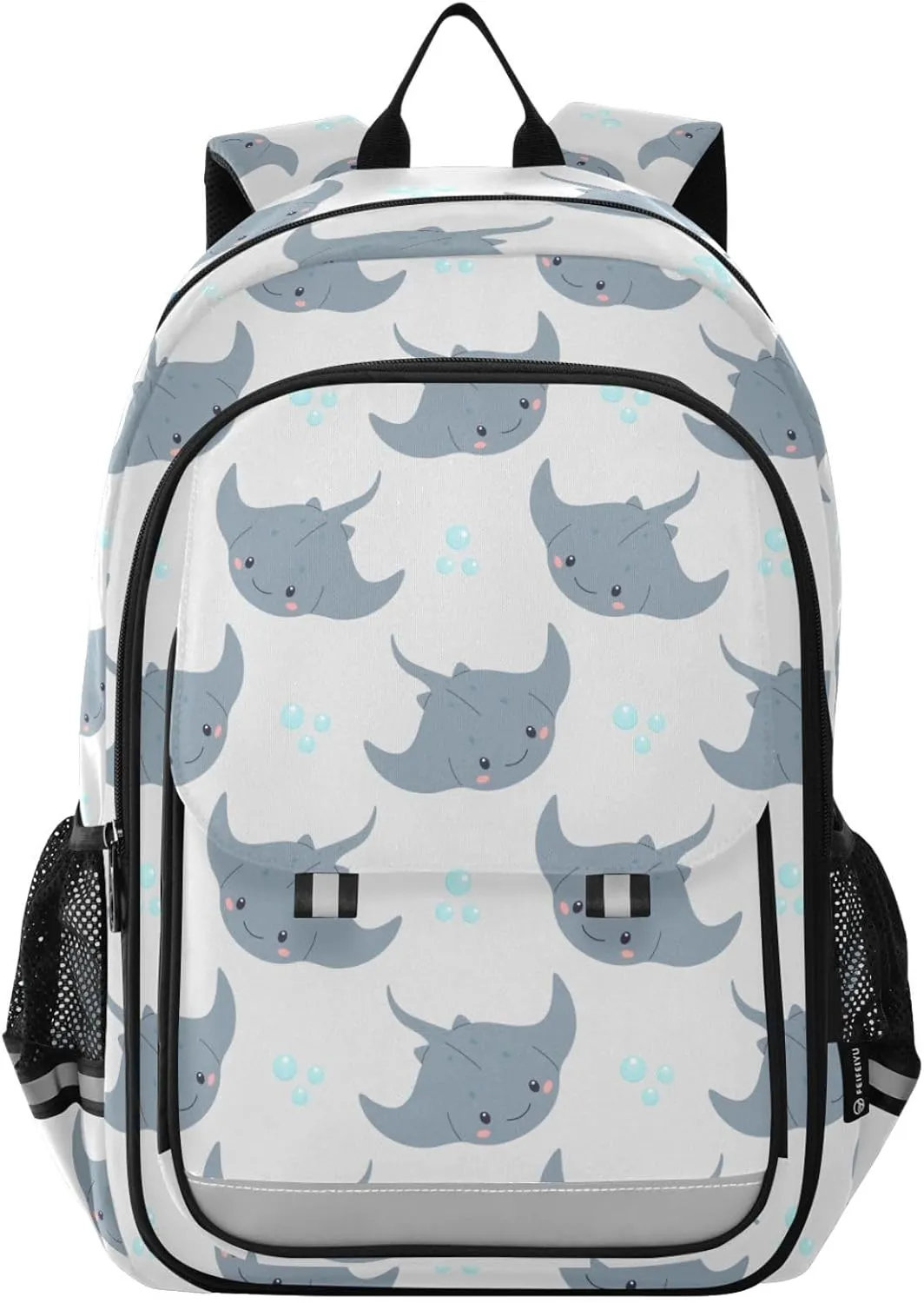 Backpack Gray Stingray Fish School Shoulder Bag Lightweight Laptop Backpack Student Casual Travel Daypack