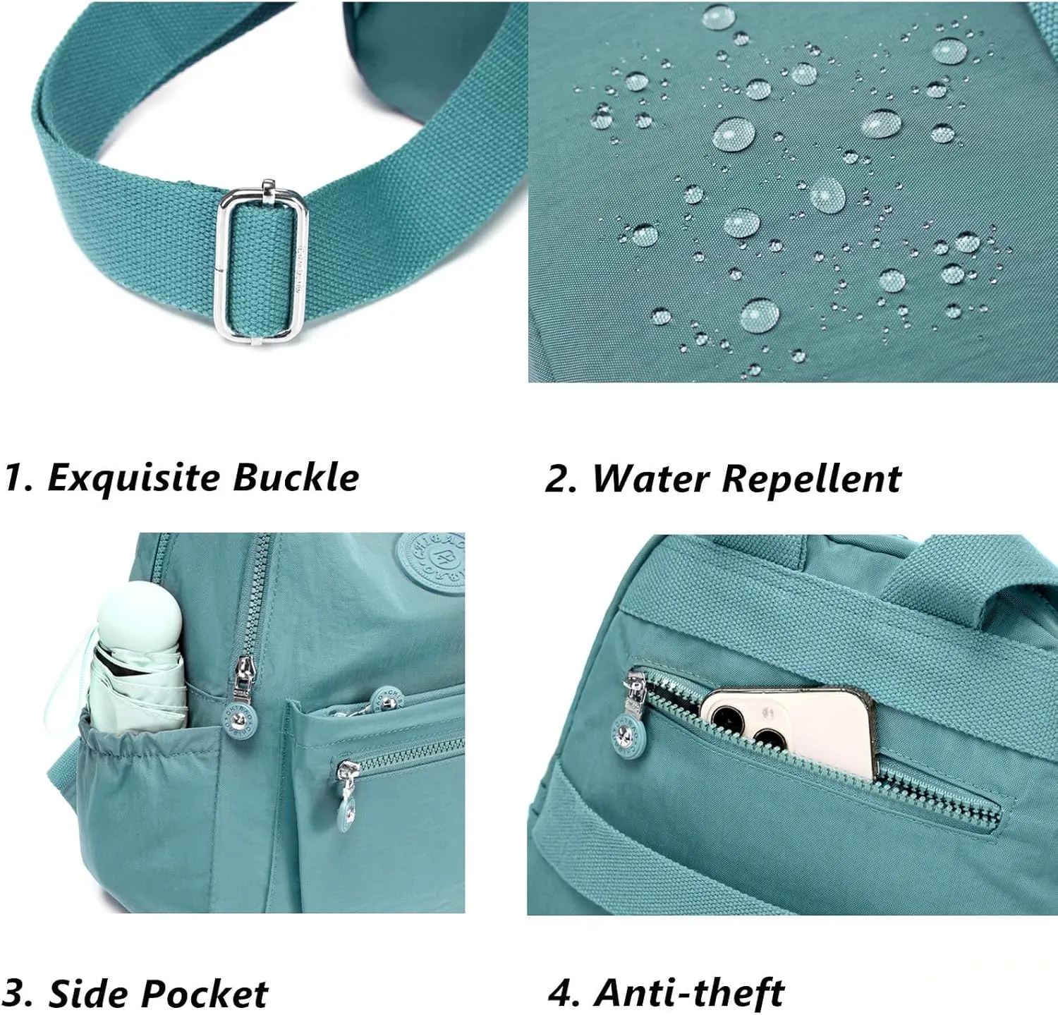Backpack Purse for Women Ladies Nylon Bag Casual Daypack Travel Shopping Pack (A Style Light Green)