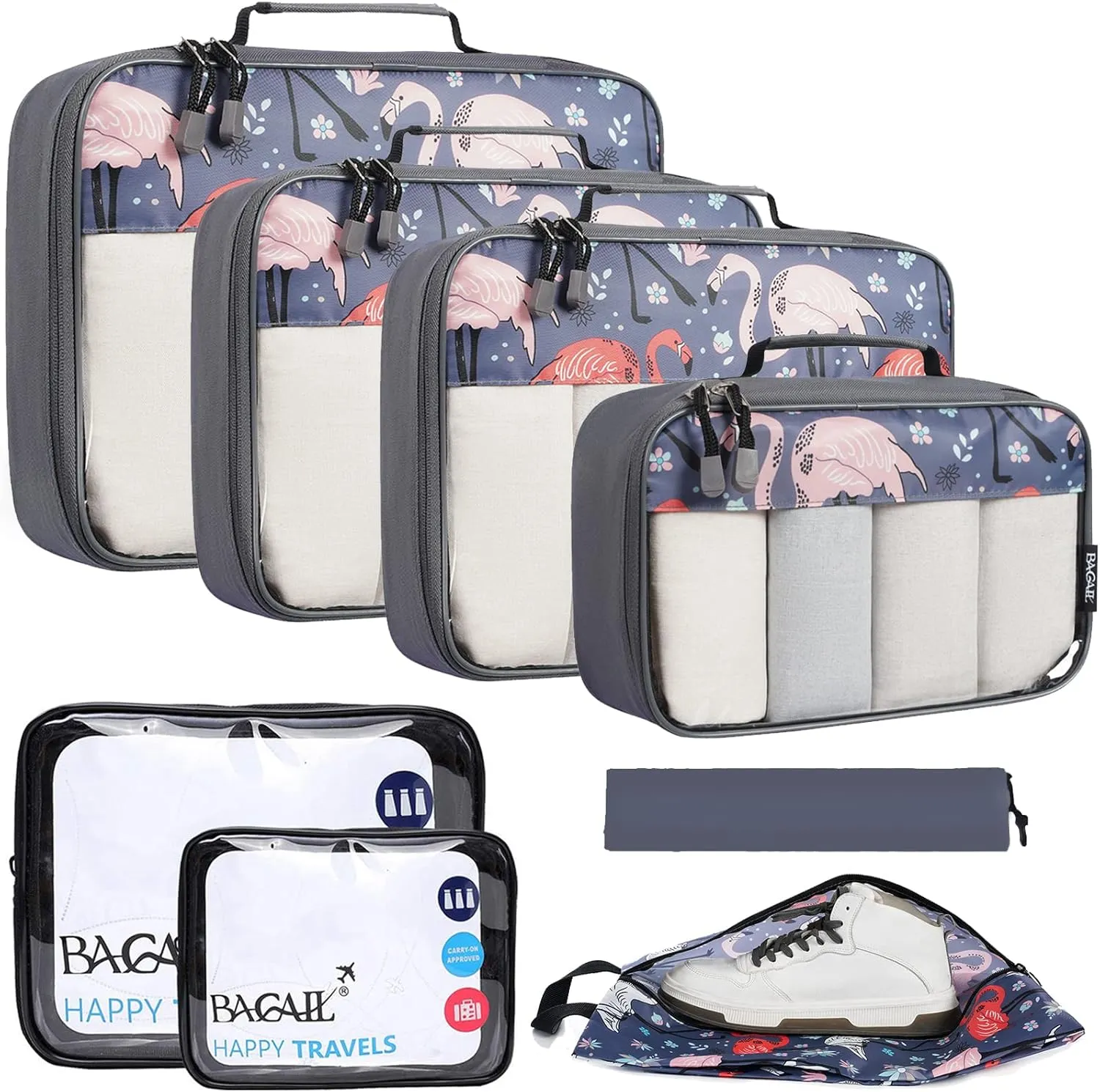 BAGAIL 8 Set/9 Set Packing Cubes Luggage Packing Organizer for Travel, Suitcase Packing Bags for Travel Accessories