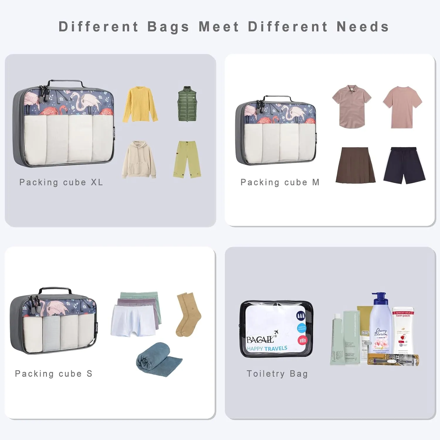 BAGAIL 8 Set/9 Set Packing Cubes Luggage Packing Organizer for Travel, Suitcase Packing Bags for Travel Accessories