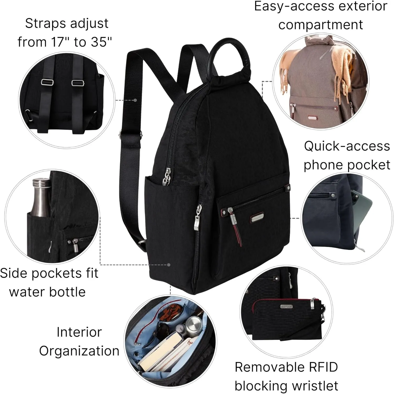 Baggallini Women's All Day Backpack, Black Cheetah Emboss, One Size…
