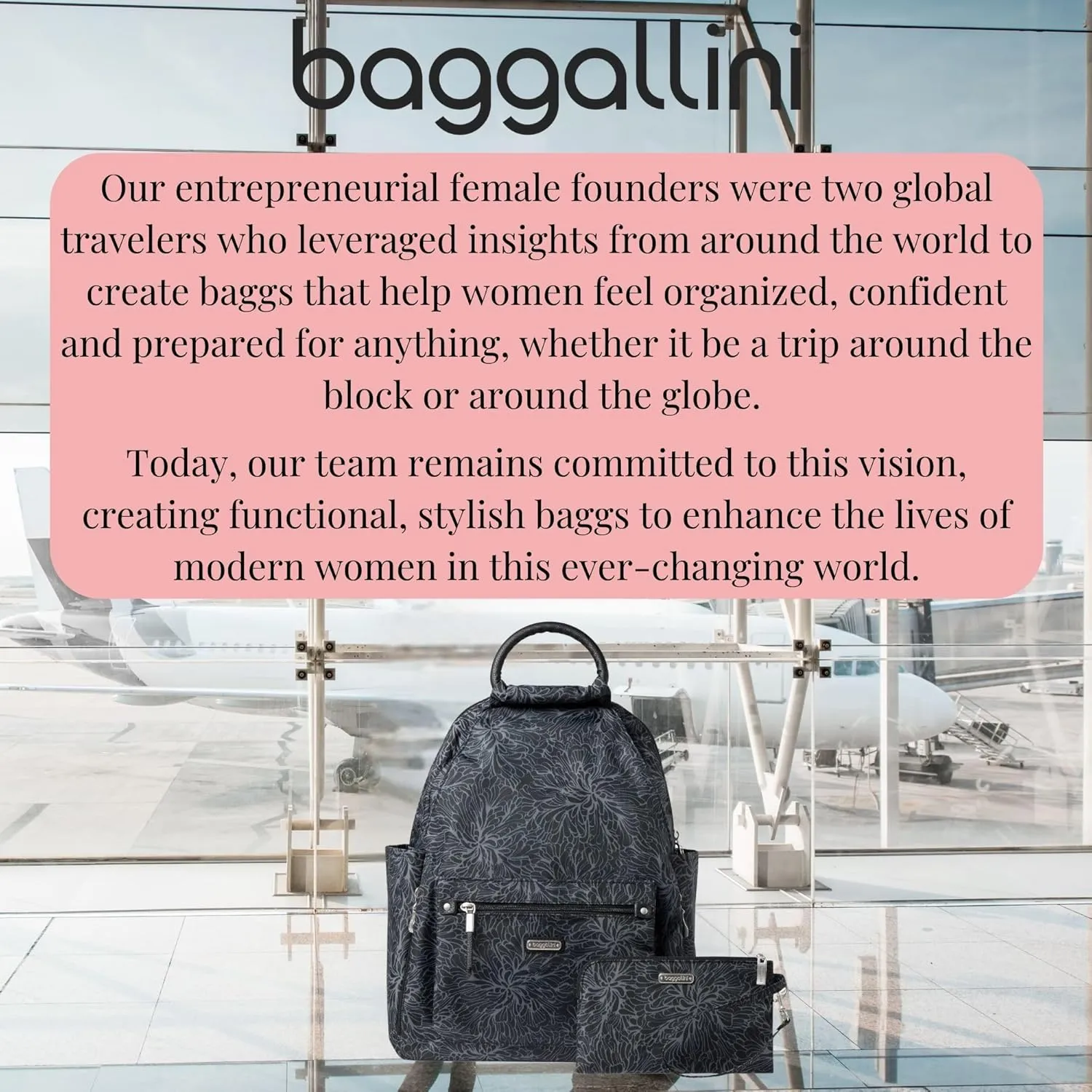 Baggallini Women's All Day Backpack, Midnight Blossom, One Size…