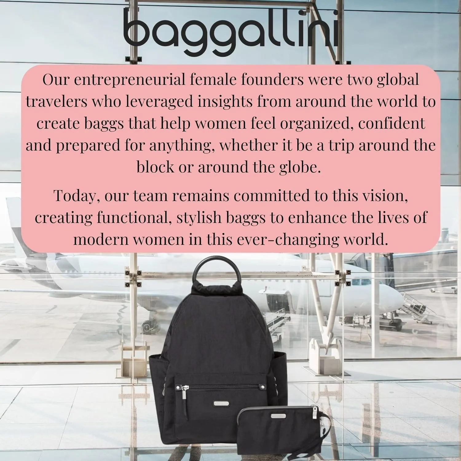 Baggallini womens New Classic Heritage With Rfid Phone Wristlet All Day Backpack, Black, One Size US