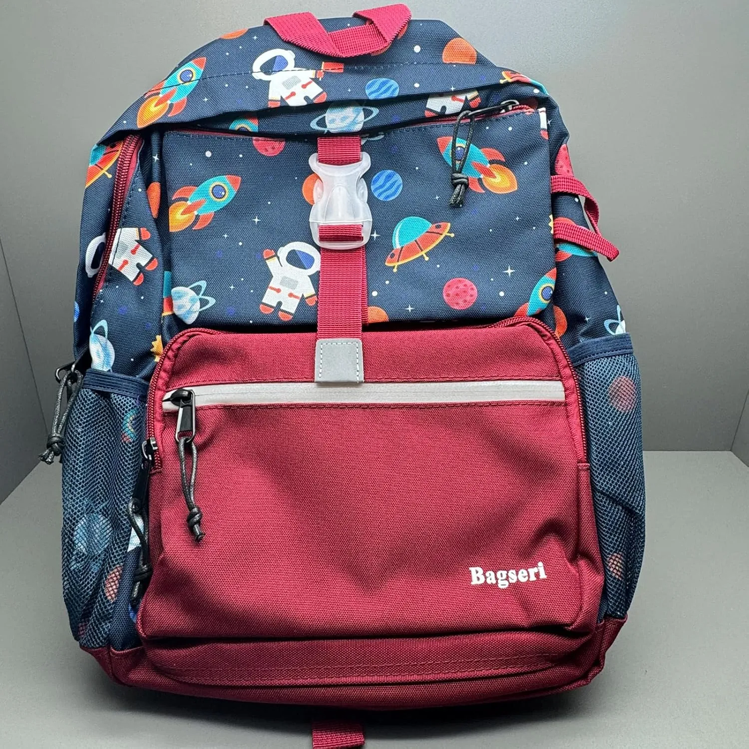Bagseri Preschool Backpack, Kids Backpacks for Boys, Toddler School Backpack with Chest Strap BPA Free, 15 Inch (Astronaut, Dark Blue)