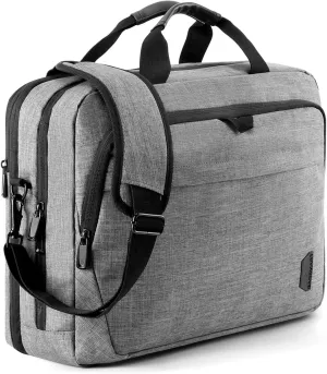 BAGSMART 17.3 Inch Laptop Bag, Expandable Computer Bag Laptop Briefcase Men Women,Laptop Shoulder Bag,Work Bag Business Travel Office, Grey