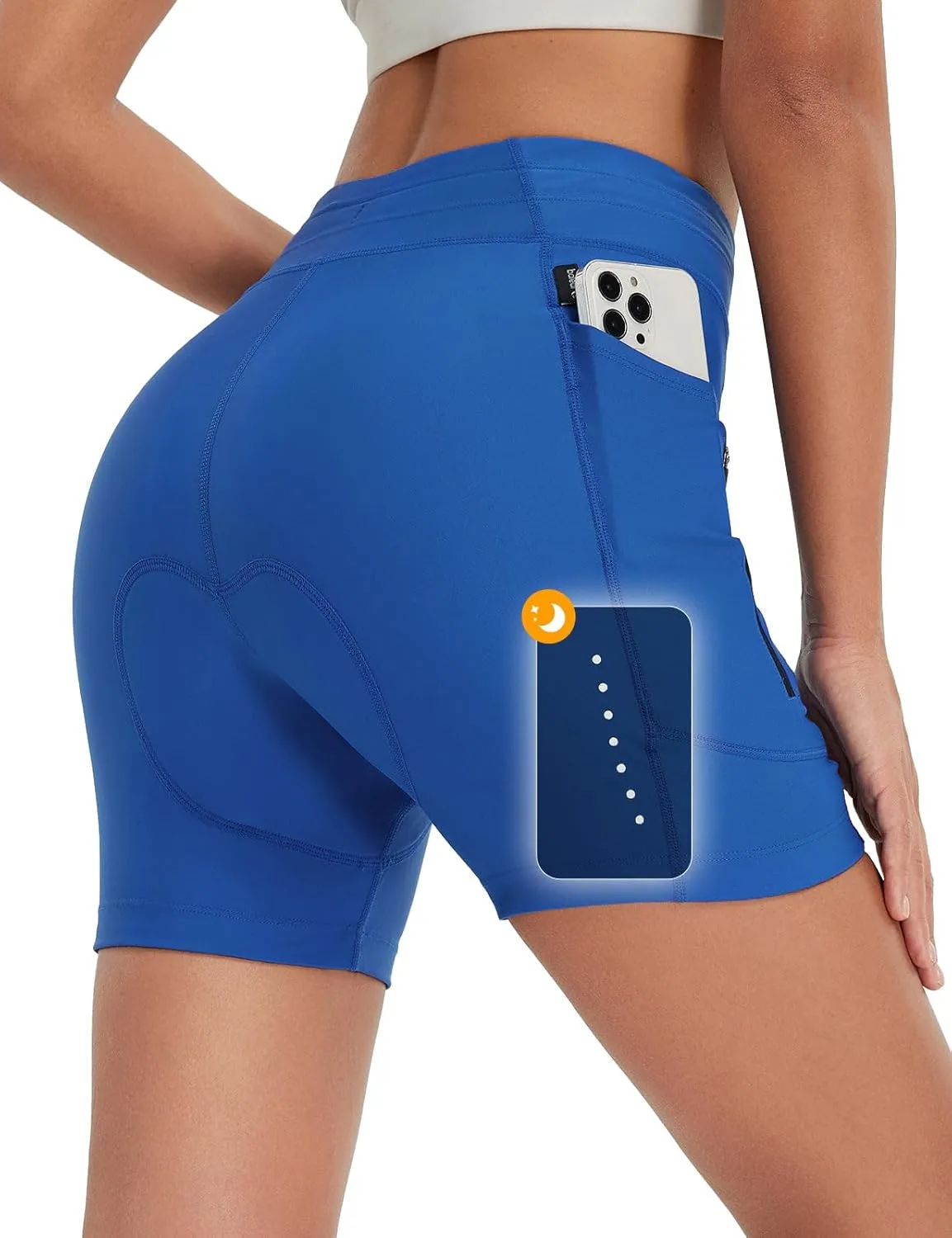baleaf Women's 4D Padded Bike Shorts High Waisted Cycling Underwear Zipper Pockets for Bicycle Biking Cycle