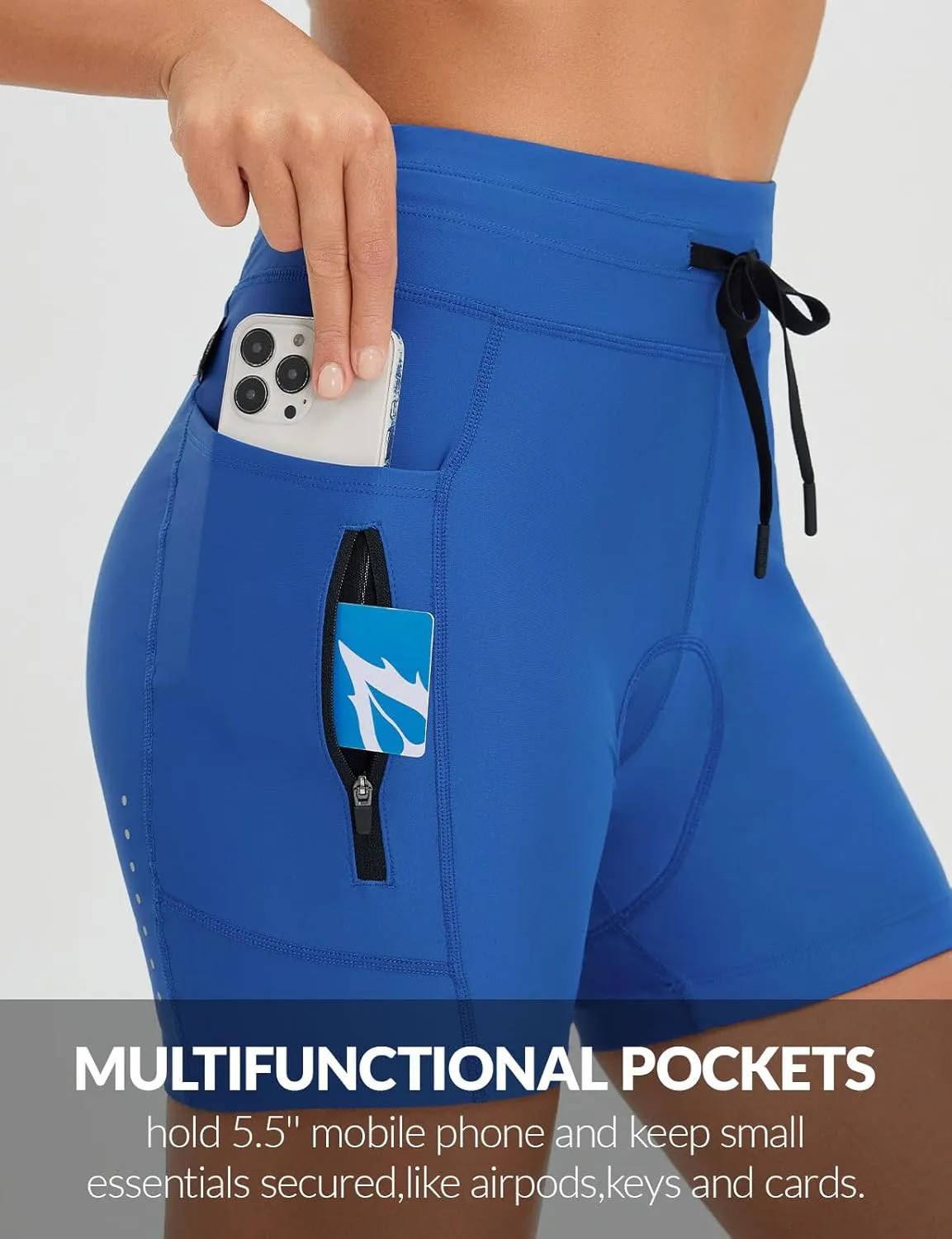 baleaf Women's 4D Padded Bike Shorts High Waisted Cycling Underwear Zipper Pockets for Bicycle Biking Cycle