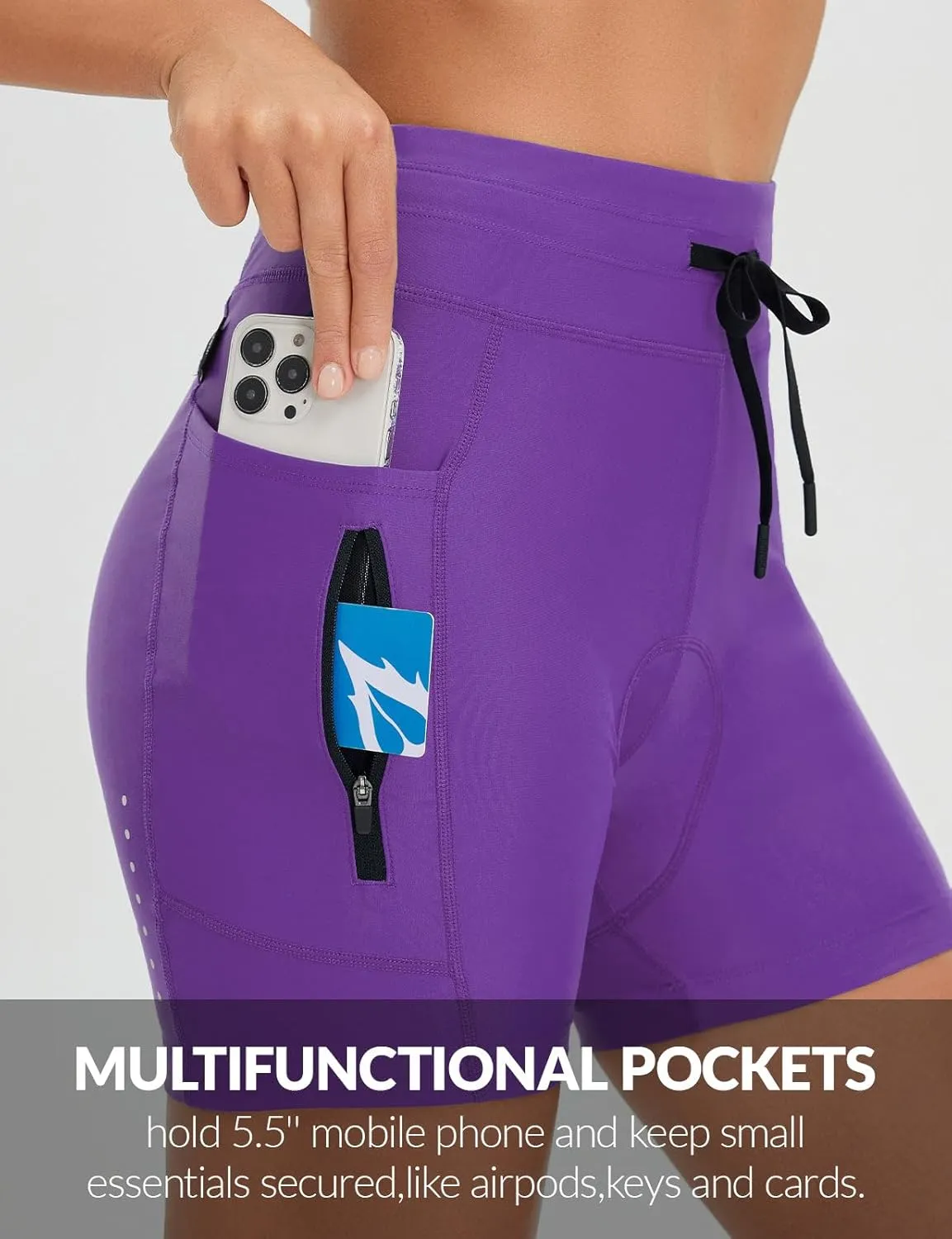 baleaf Women's 4D Padded Bike Shorts High Waisted Cycling Underwear Zipper Pockets for Bicycle Biking Cycle