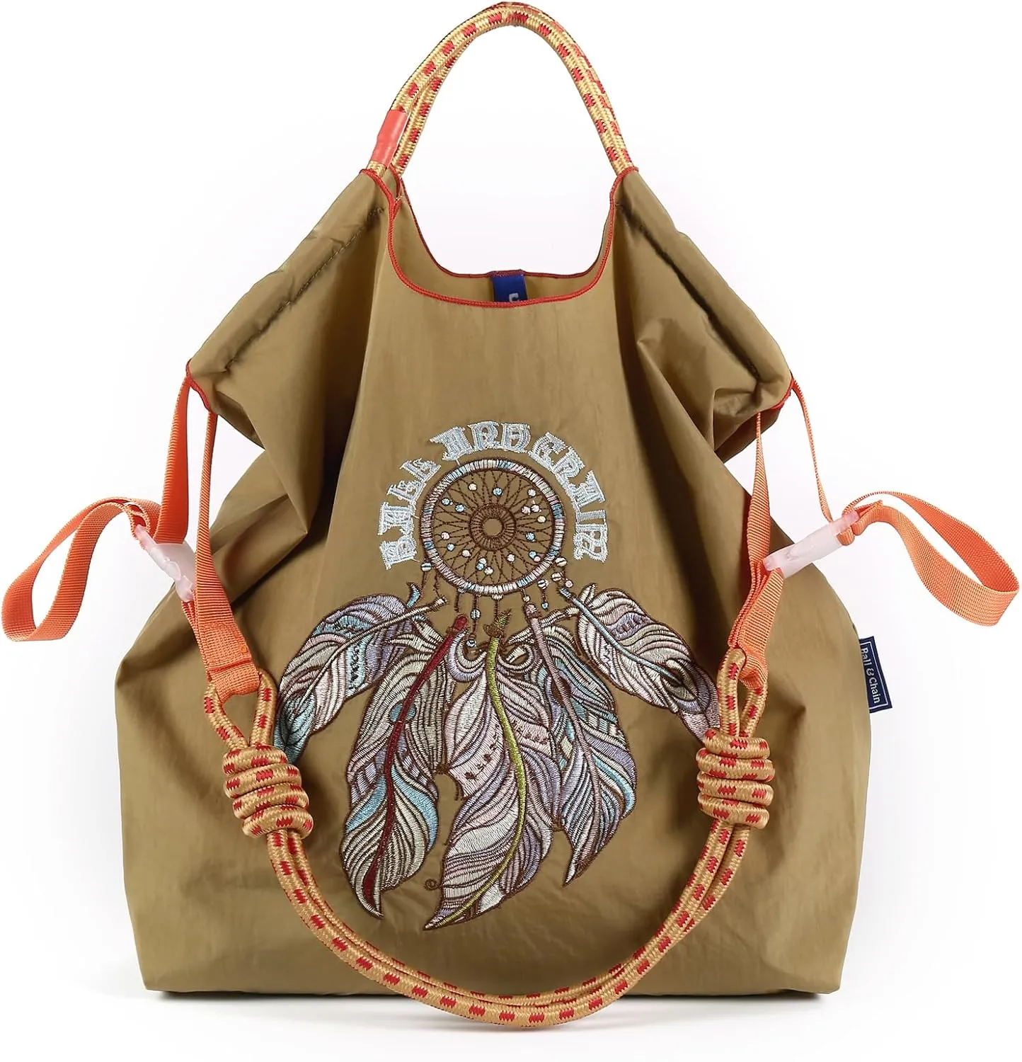 Ball&Chain Embroidery Initial Nylon Tote Bag,Personalized Present Suitable for Travel,Beach,is a Great Gift Women, Mom