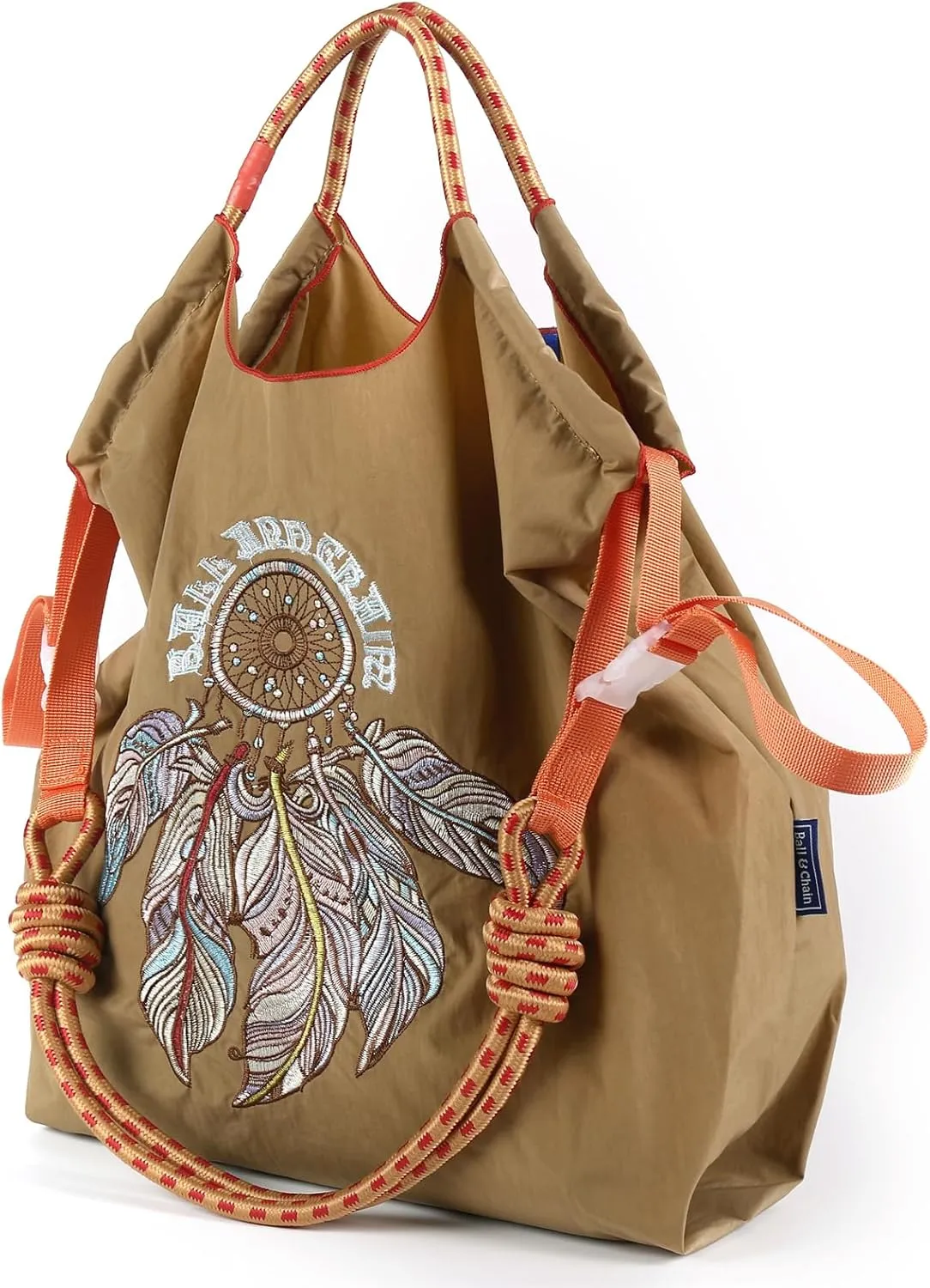 Ball&Chain Embroidery Initial Nylon Tote Bag,Personalized Present Suitable for Travel,Beach,is a Great Gift Women, Mom