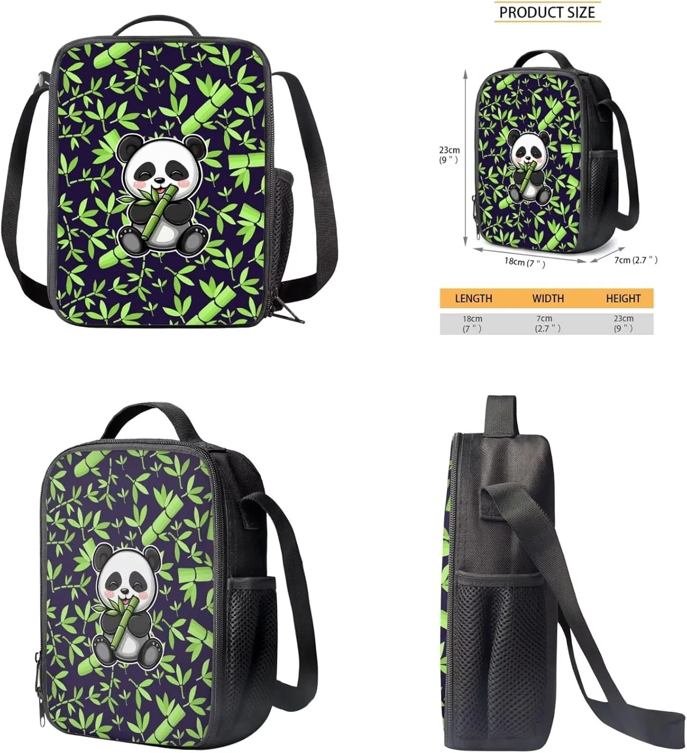 Bamboo Panda Junior High School Backpack for Girls 7Th School Bookbag with Pencil Case Rucksack for Teens Child Back To School 17 Inch Backpack 4Pcs Set Bookbag